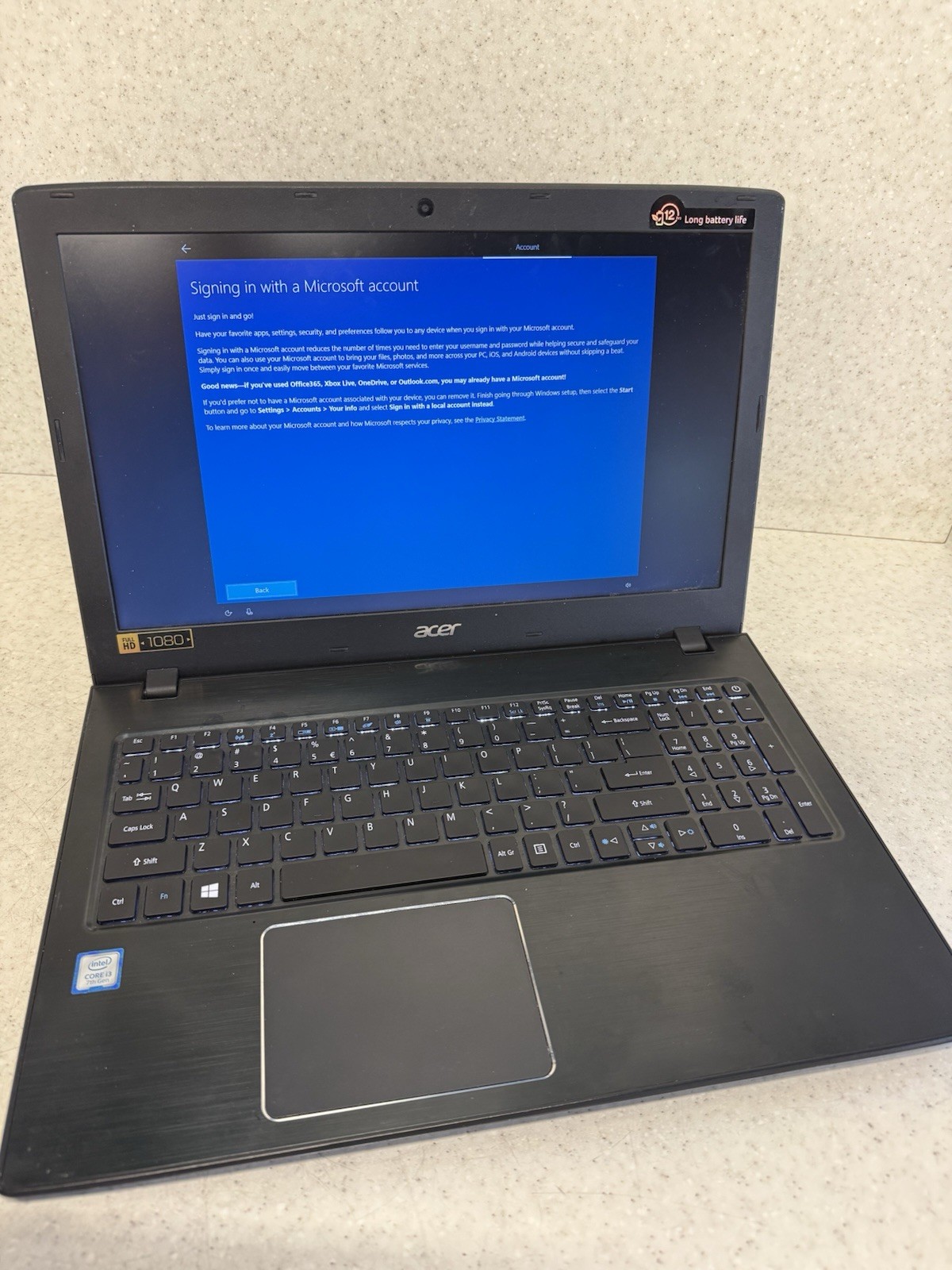Acer Aspire E5-575 15″ Laptop Intel i3-7100U 8GB RAM 224GB SSD Win10 Computer