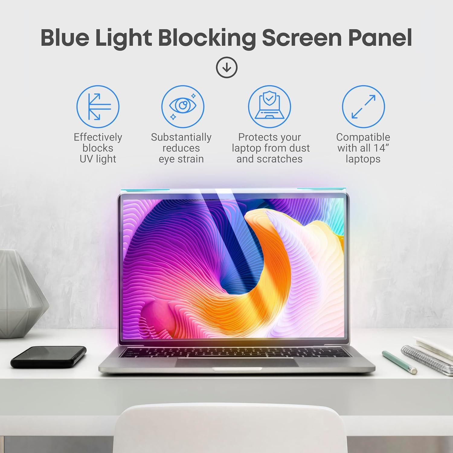 Blue Light Screen Protector for 14 Inch Computer Monitor and Laptop – Anti-UV Fi
