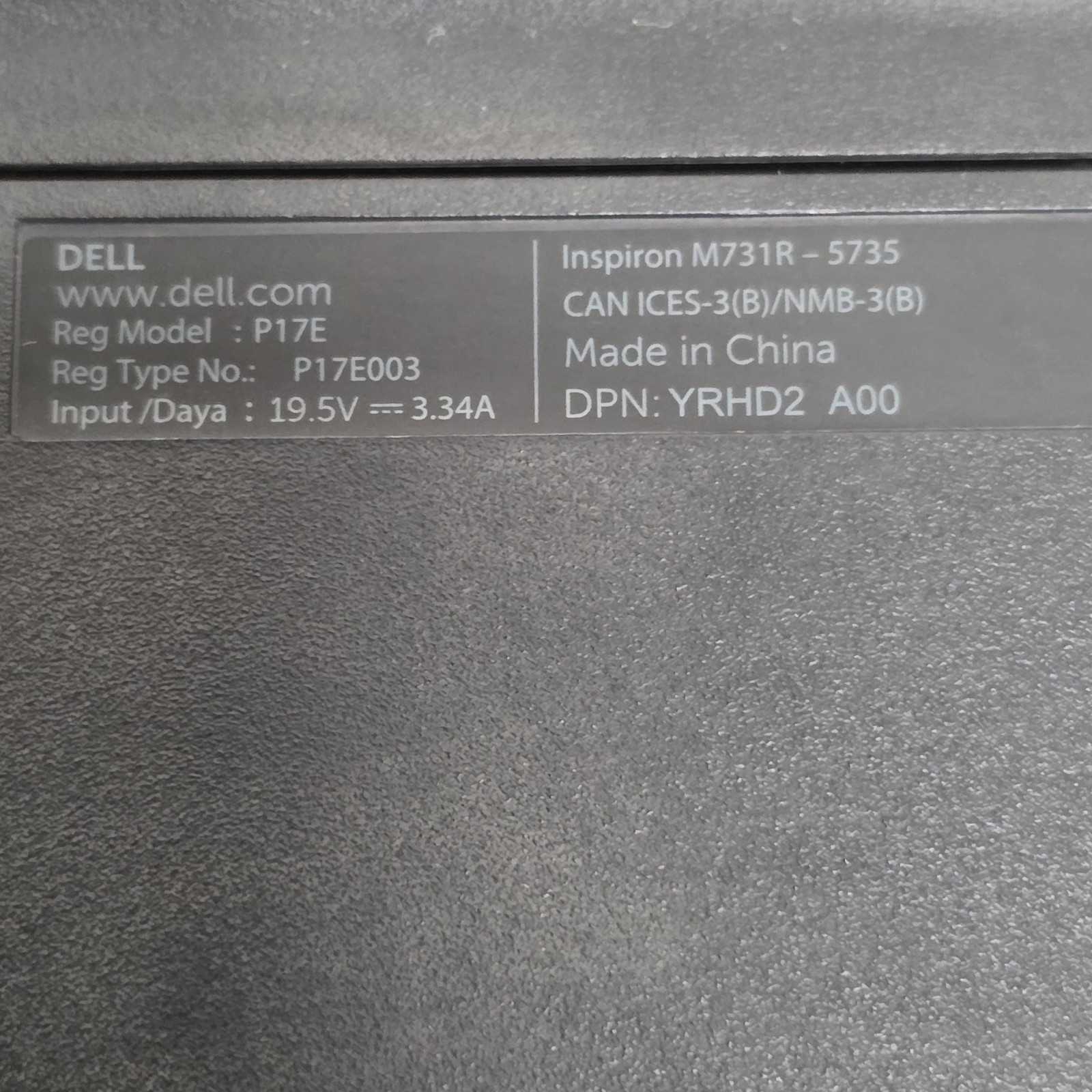 Dell Inspiron M731R 5735 AMD A8 APU 8GB RAM Untested For Parts Only