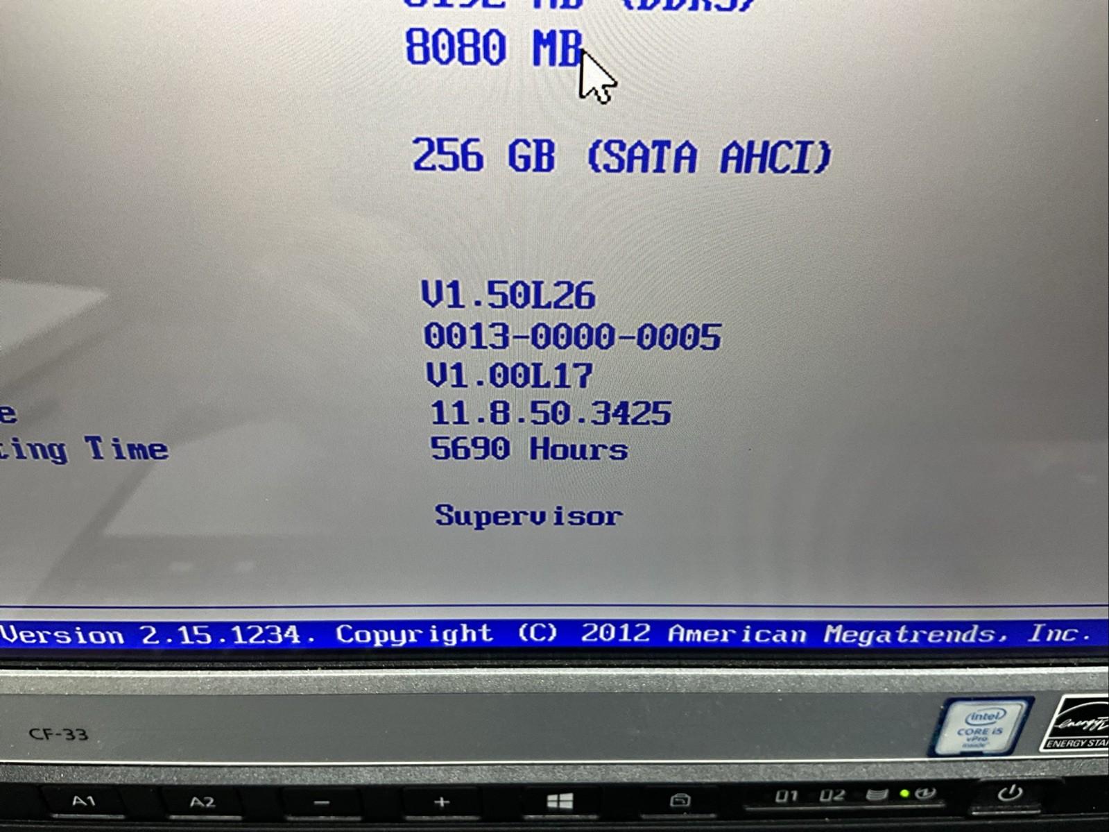 Toughbook Panasonic CF-33 I5-6300U 8GB RAM 256GB SSD Win11P W/CHARGER