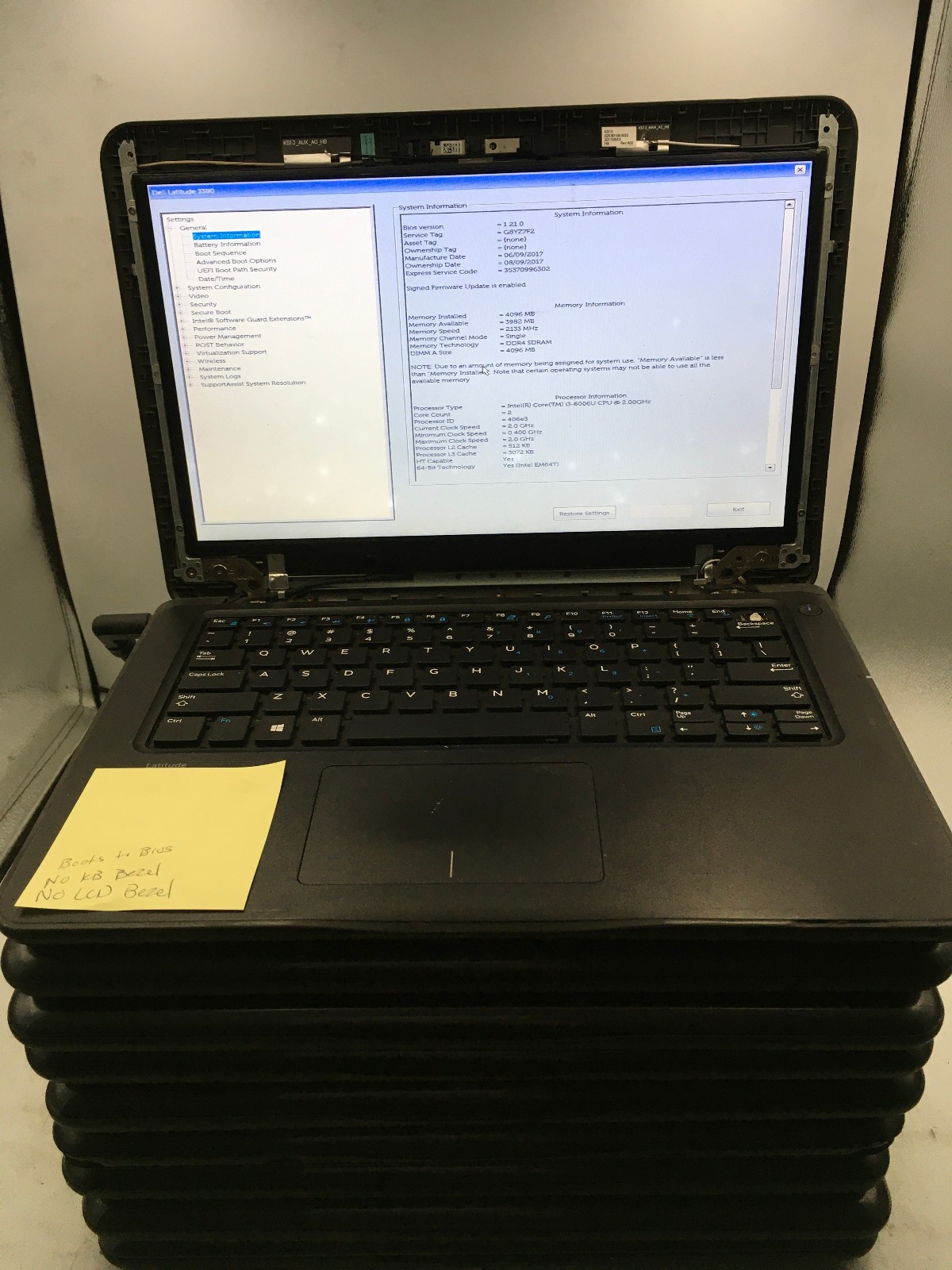 DELL LATITUDE 3380 – LOT OF 10 – FOR PARTS/BOOTS TO BIOS – MISSING COMPONENTS-BB