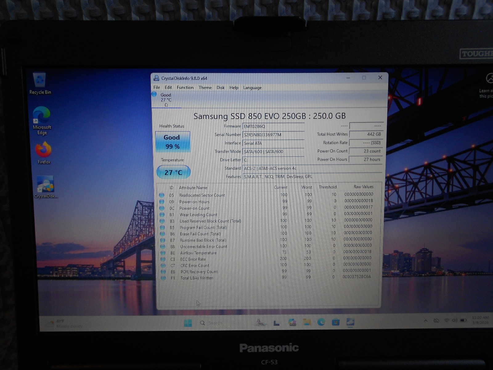 Panasonic CF-53 Tough Book I5 4310 2.00 GHz 250 GB SSD 8 GB Ram Windows 11 Pro
