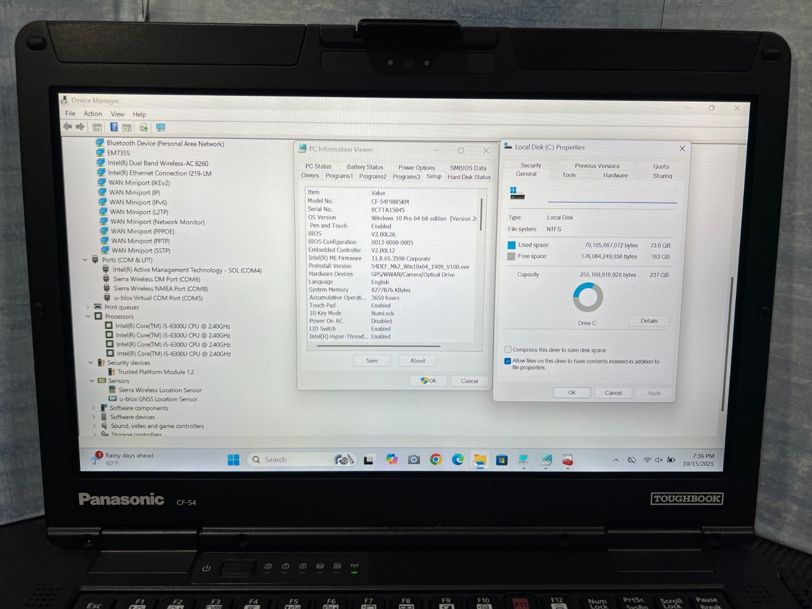CF-54F9885KM, i5-6300U 2.40Ghz,8GB Mem,256GB SSD,Touchscreen,4G LTE,GPS, 3,650Hr