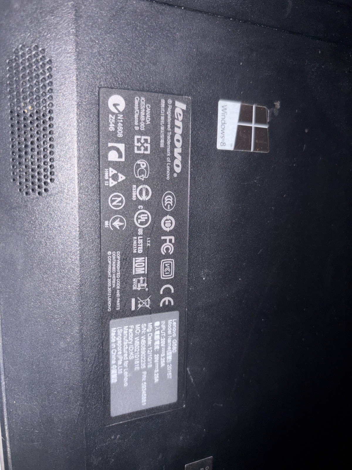 Lenovo G580 20150 i5-3210M 8GB 960GB HDD Intel Integrated W/ Charger (READ DESC)