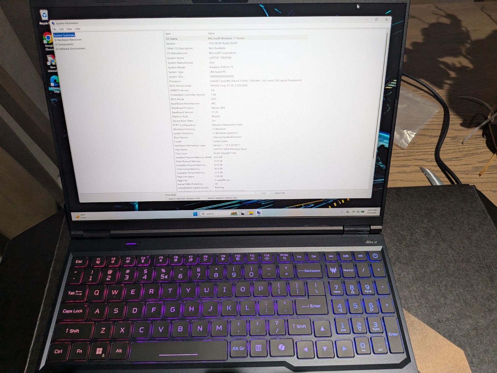 Acer Predator Helios Neo 16 Laptop 16″ WQXGA RTX 5070Ti 32GB 1TB SSD