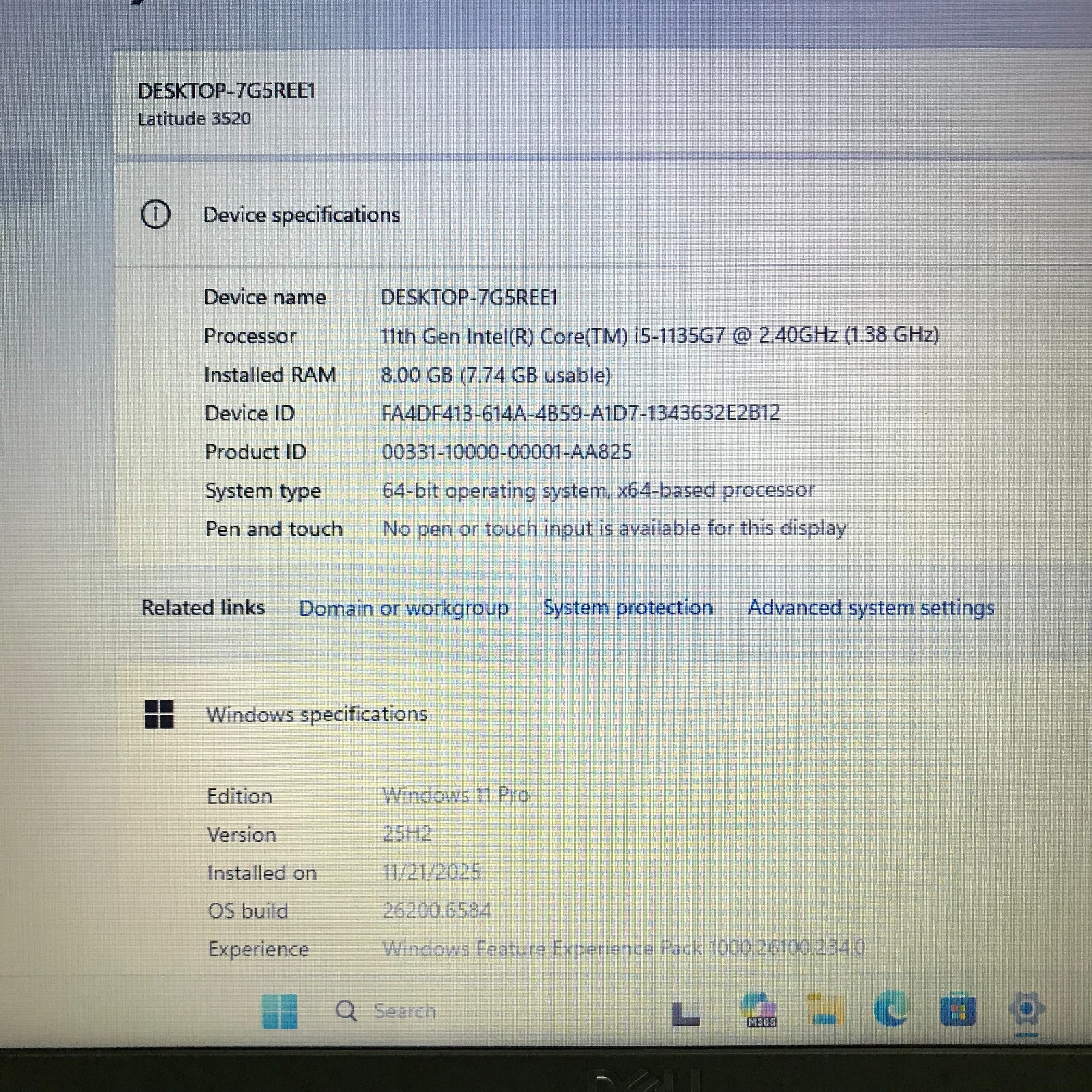 Dell Latitude 3520 15.6″ i5-1135G7 2.4GHz 8GB RAM 256GB SSD (Windows 11 Pro)