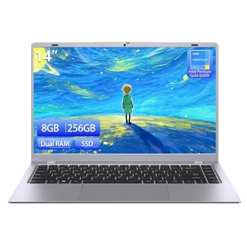 2026 Silver Laptop, Pentium Gold 6500Y Processor(Up to 3.4 GHz),8GB RAM 256GB
