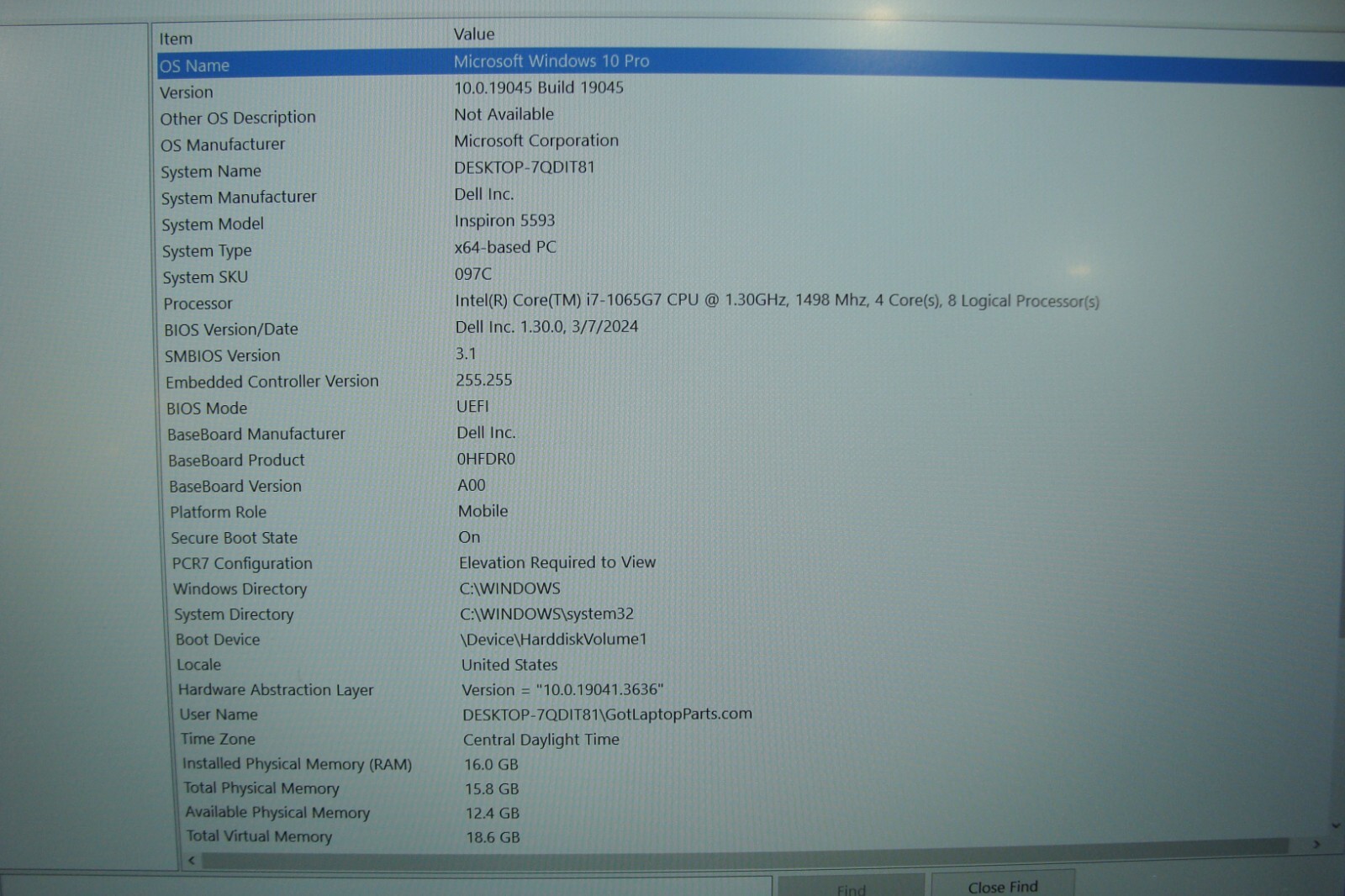 DELL Inspiron 5593 15.6″ FHD Intel i7-1065G7 1.3GHZ 16GB RAM 512GB SSD +Charger