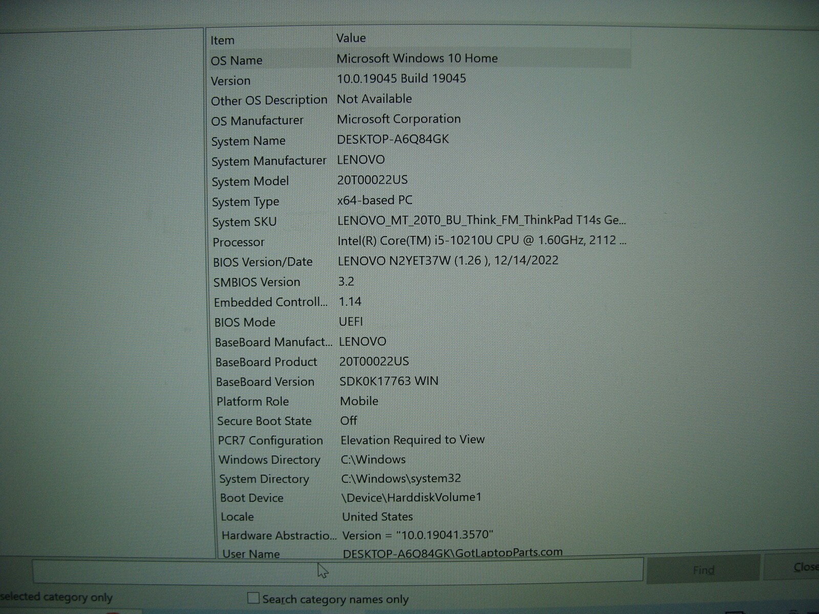 Lenovo ThinkPad T14 Gen 1 Intel i5-10210U 1.60GHz 8GB RAM 512GB SSD