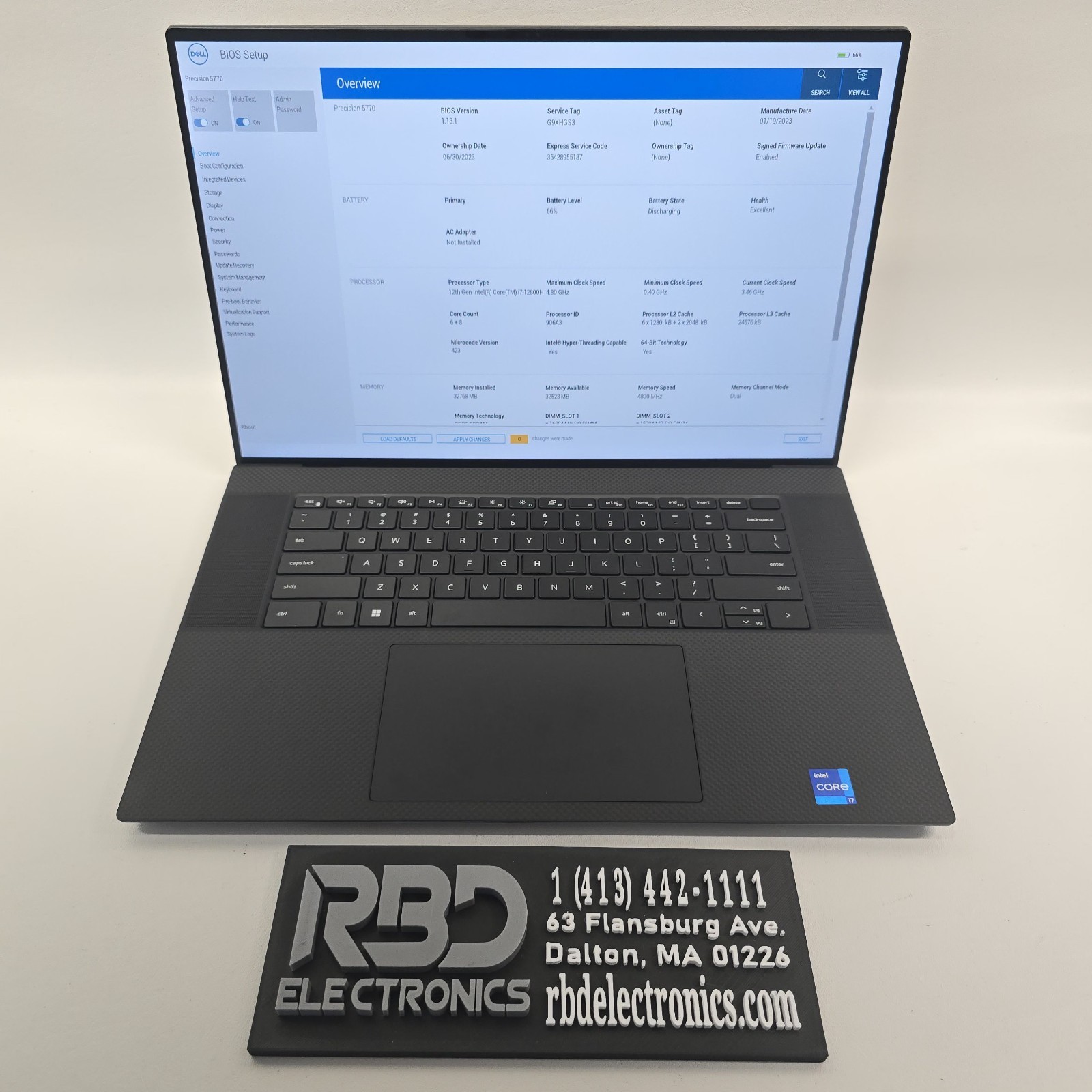 Dell Precision 5770 FHD+ I7-12800H 32GB 512 RTX A3000 12GB NO OS/AC