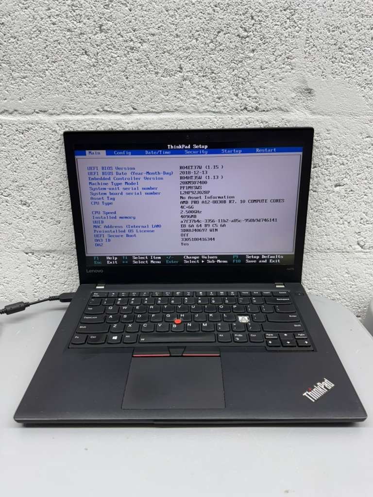 Lenovo ThinkPad A475 14″ AMD PRO A12-8830B 4GB RAM -MISSING KEY