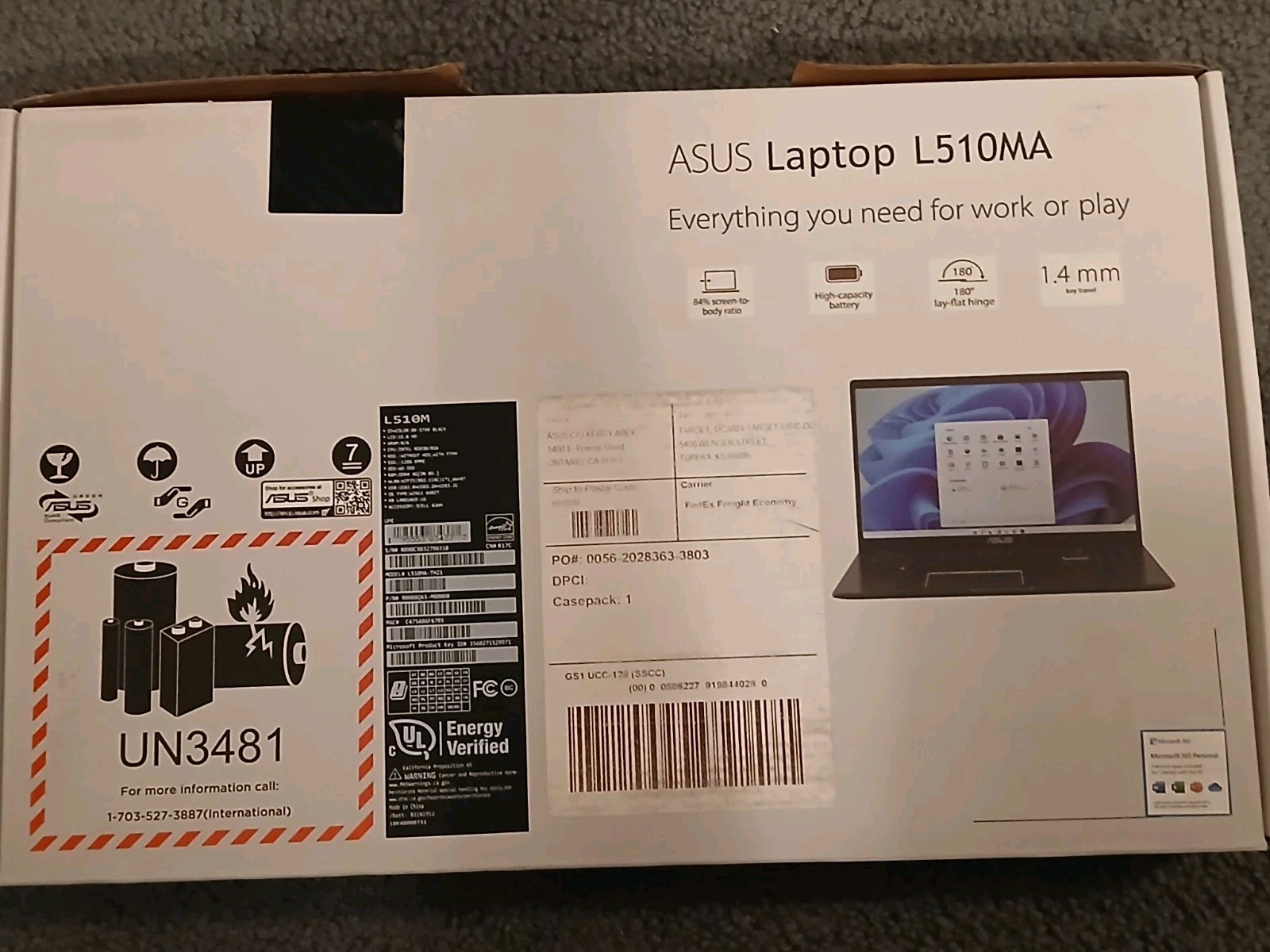 ASUS L510MA-TH21 Intel Pentium 15.6″ LAPTOP 4GB 128GB Updated Asus Battery