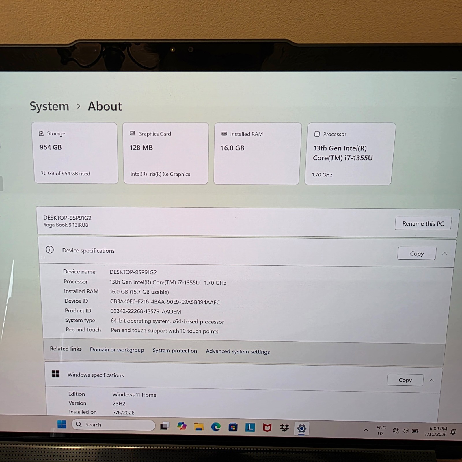 Lenovo Yoga Book 9i DUAL SCREEN OLED 13.3″ Touch 16GB 13th Gen Core i7-1355U