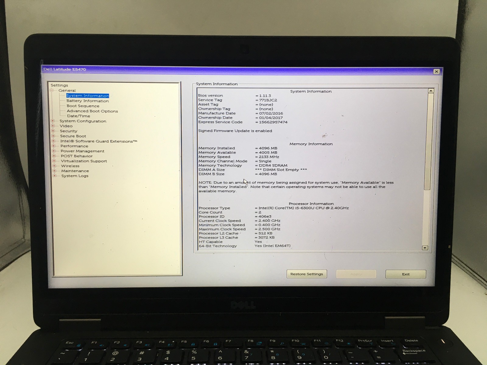 DELL LATITUDE E5470 – BOOTS TO BIOS -LOT OF 2- INTEL I5 6300U – NO RAM -READ- BB