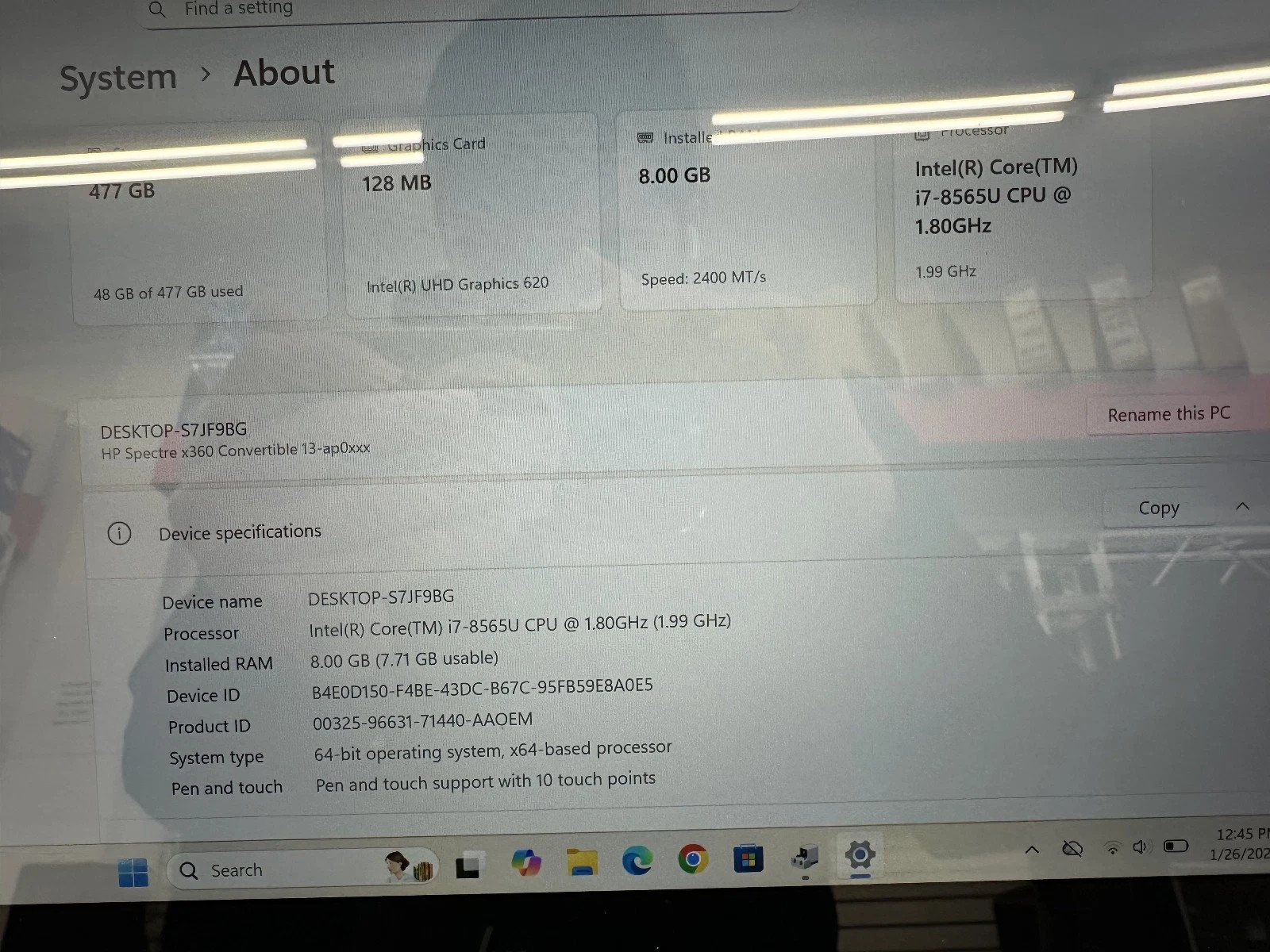 HP SPECTRE X360 13T-AP000 CTO i7-8565U 8GB 500GB SSD 32GB Intel Optane SSD