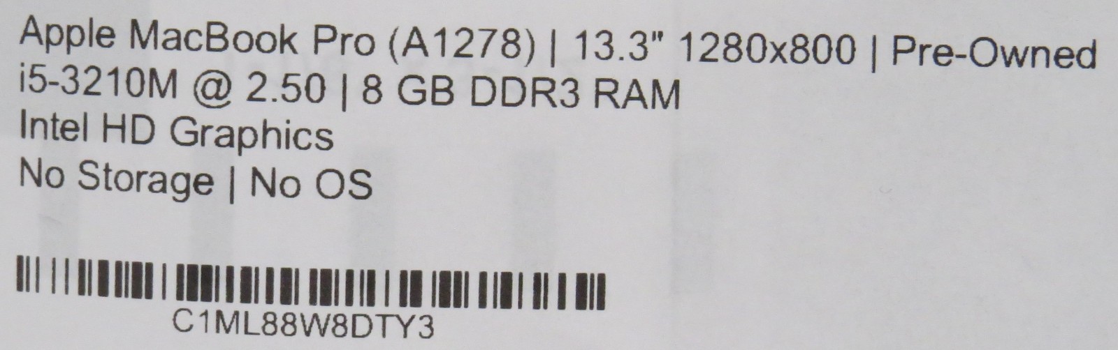 MacBook Pro A1278 2012 | i5-3210M @ 2.5GHz | 8GB DDR3 | 13.3″ | No HD/OS/AC READ