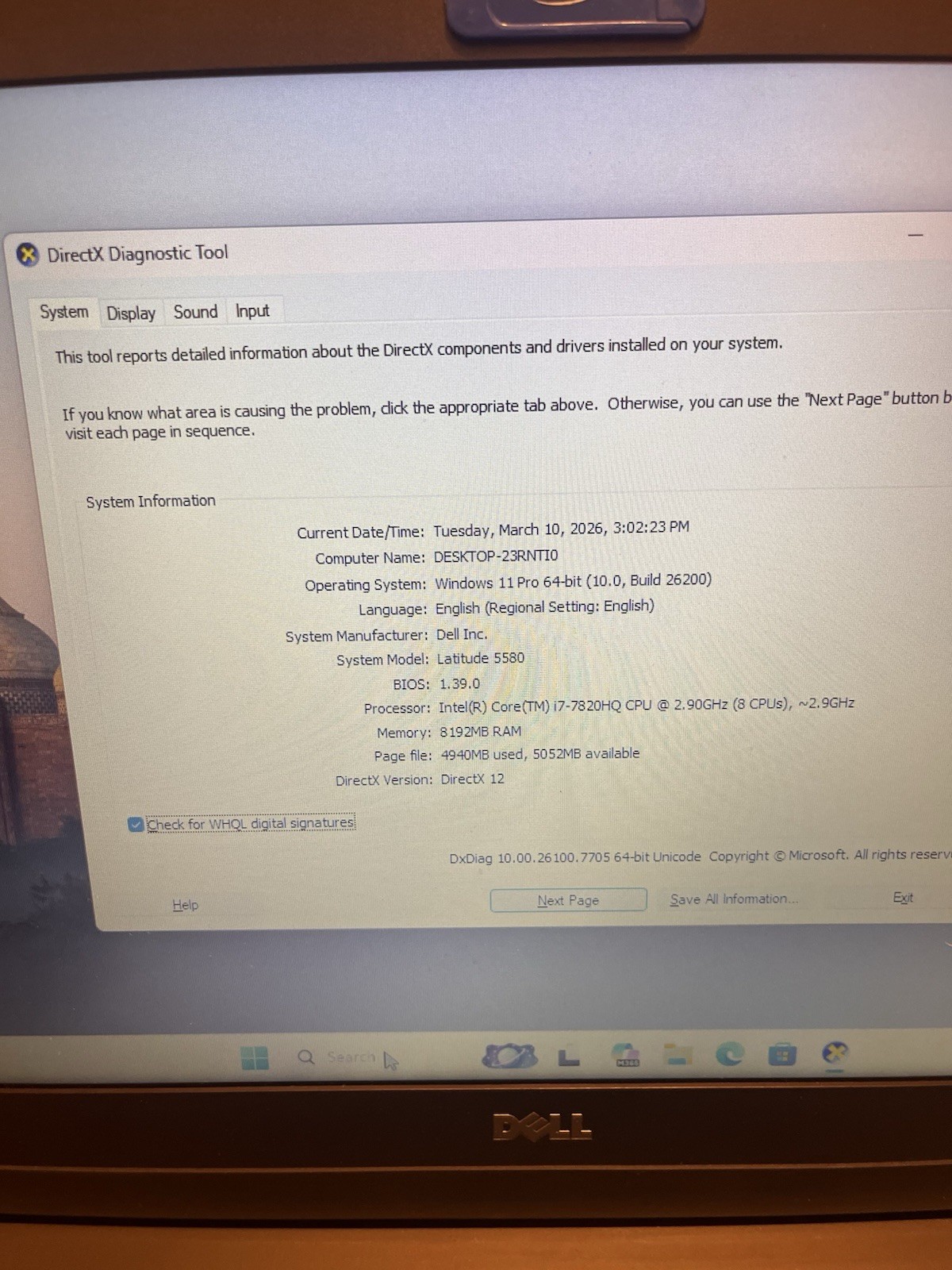 Dell 5580 2.90GHz Quad- i7 7820HQ/8GB/256GB SSD/15.6″ FHD/Webcam/BT