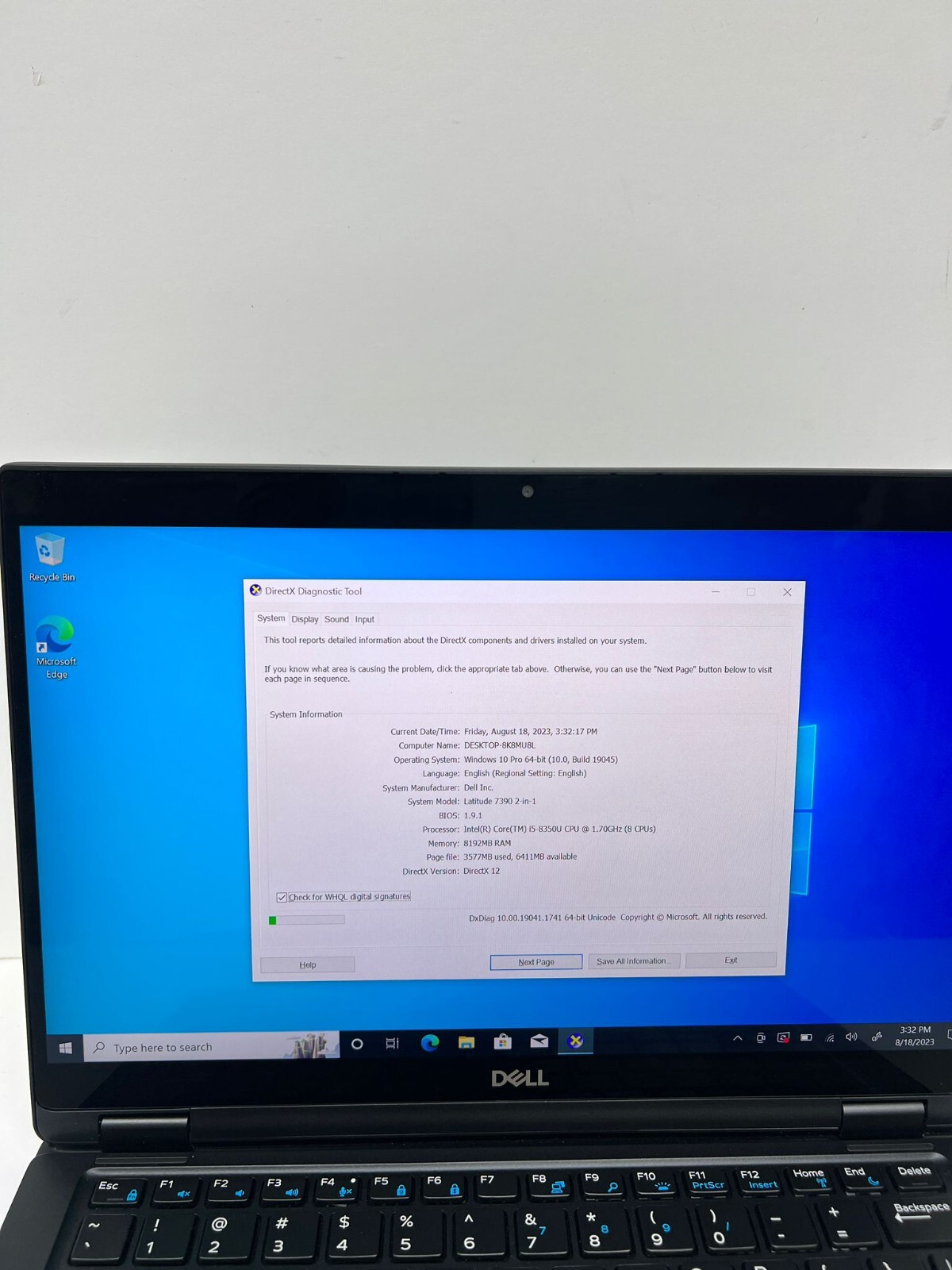 Dell Latitude 3390 Touch Core-i5 8GB RAM 128 SSD 13.3″ Touch Screen 360 Laptop