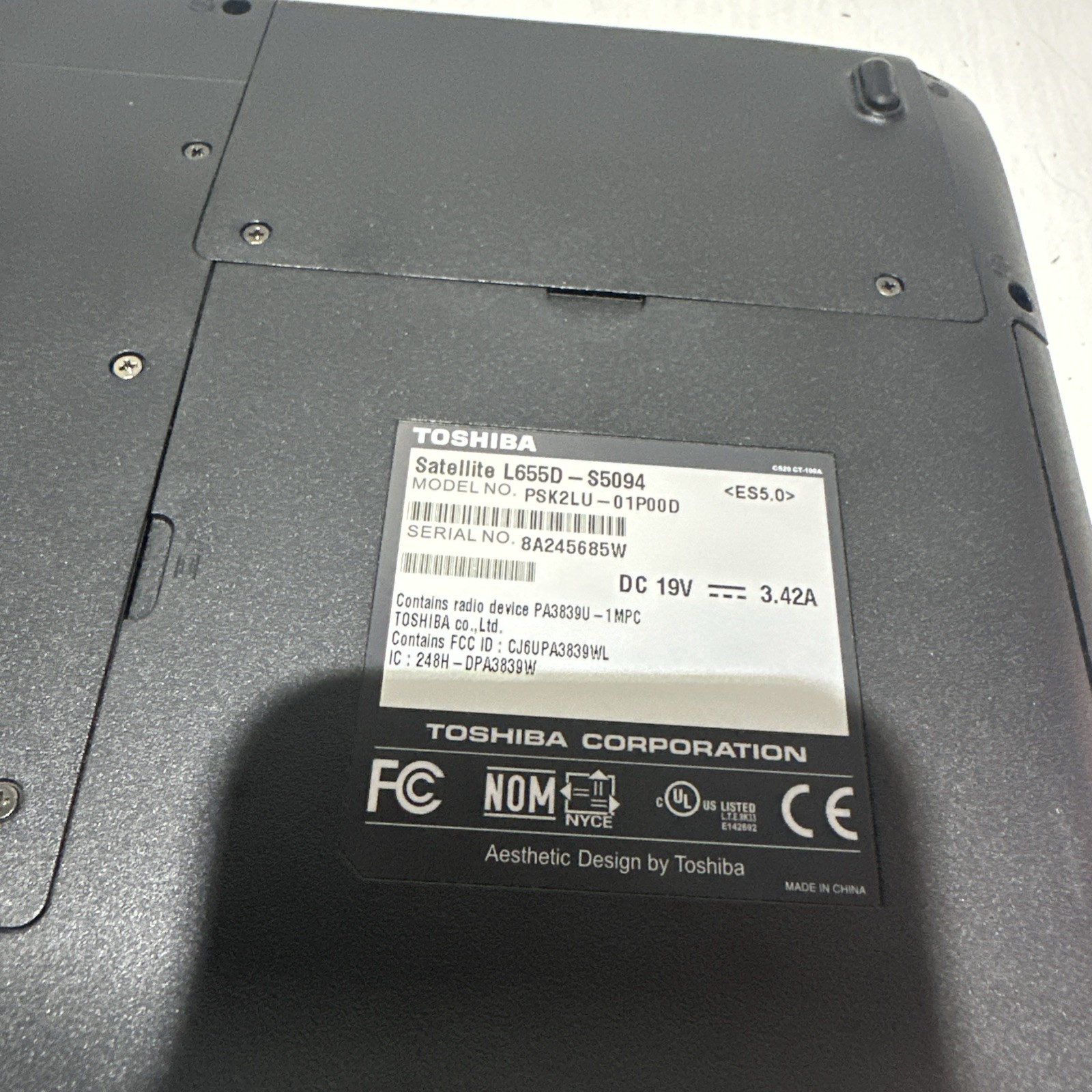 Toshiba Satellite L655 15″ Laptop AMD Athlon II P340 3gb Ram No HDD Boots Bios