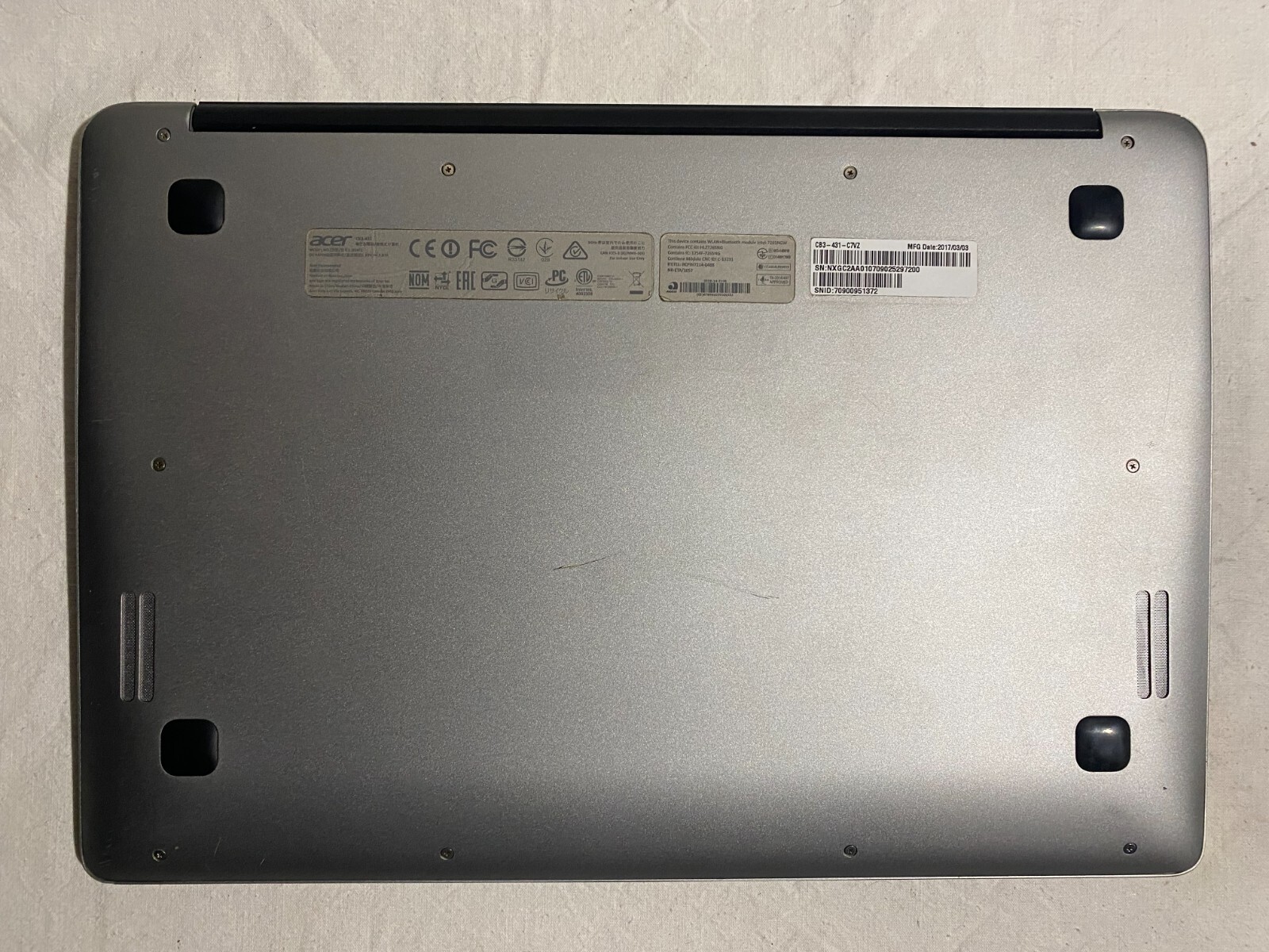 Acer Chromebook CB3-431-C7VZ (model: N16P1) reset to factory setting