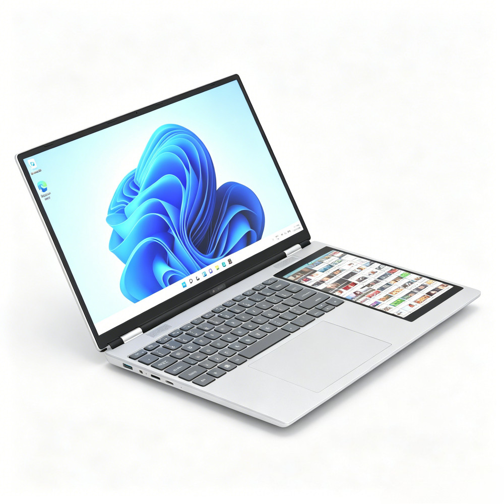 15.6″+7″ Dual Touch Laptop Intel N150 16GB DDR4 RGB Face ID Windows Notebook
