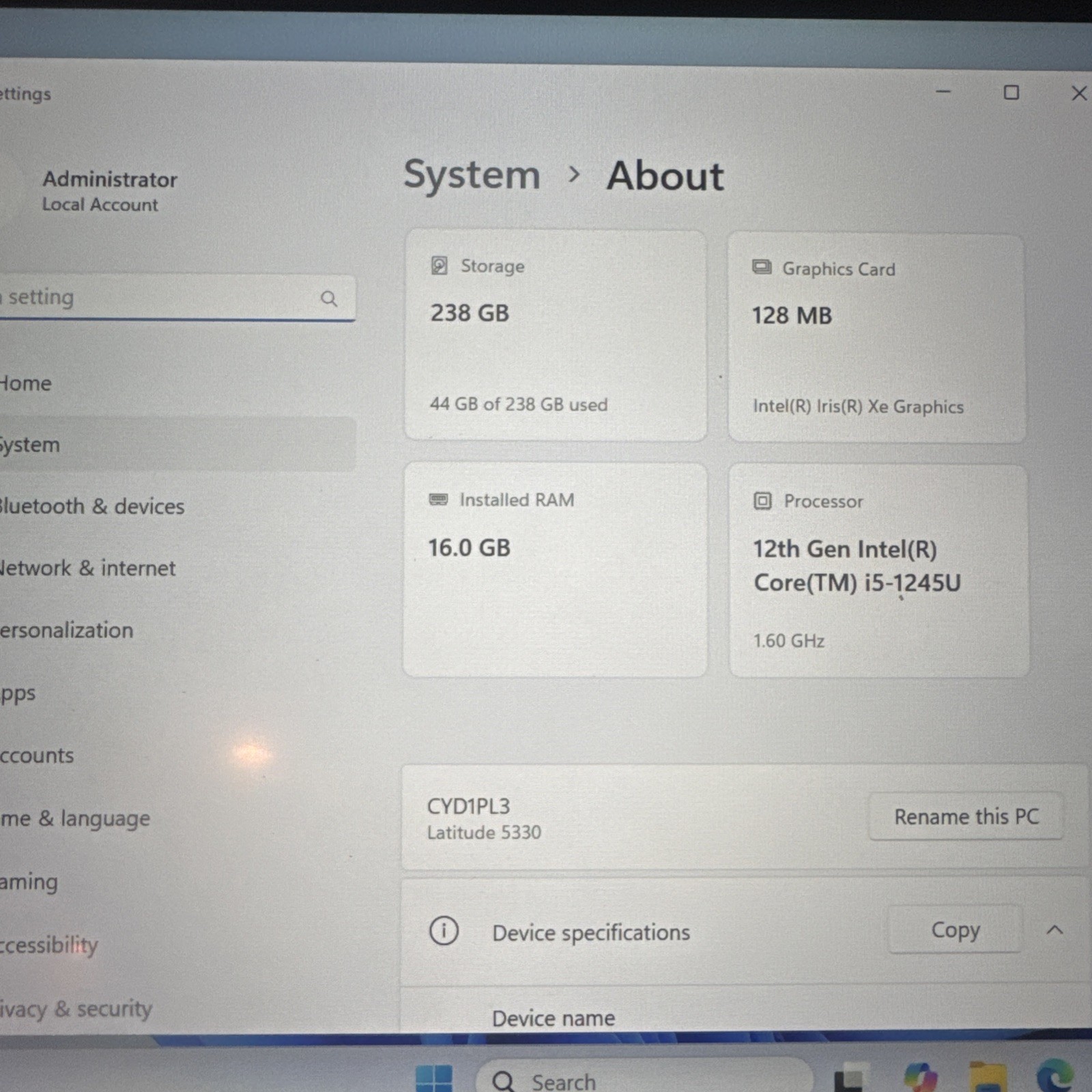 Dell Latitude 5330 13in Intel Core i5 12th Gen 16GB SSD USB-C Webcam