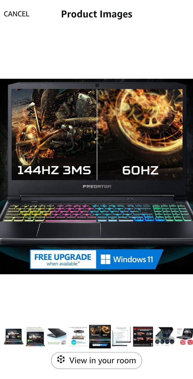 Acer Predator Helios 300 15.6 inch (512GB SSD, Intel Core i7 10th Gen., 2.60GHz,