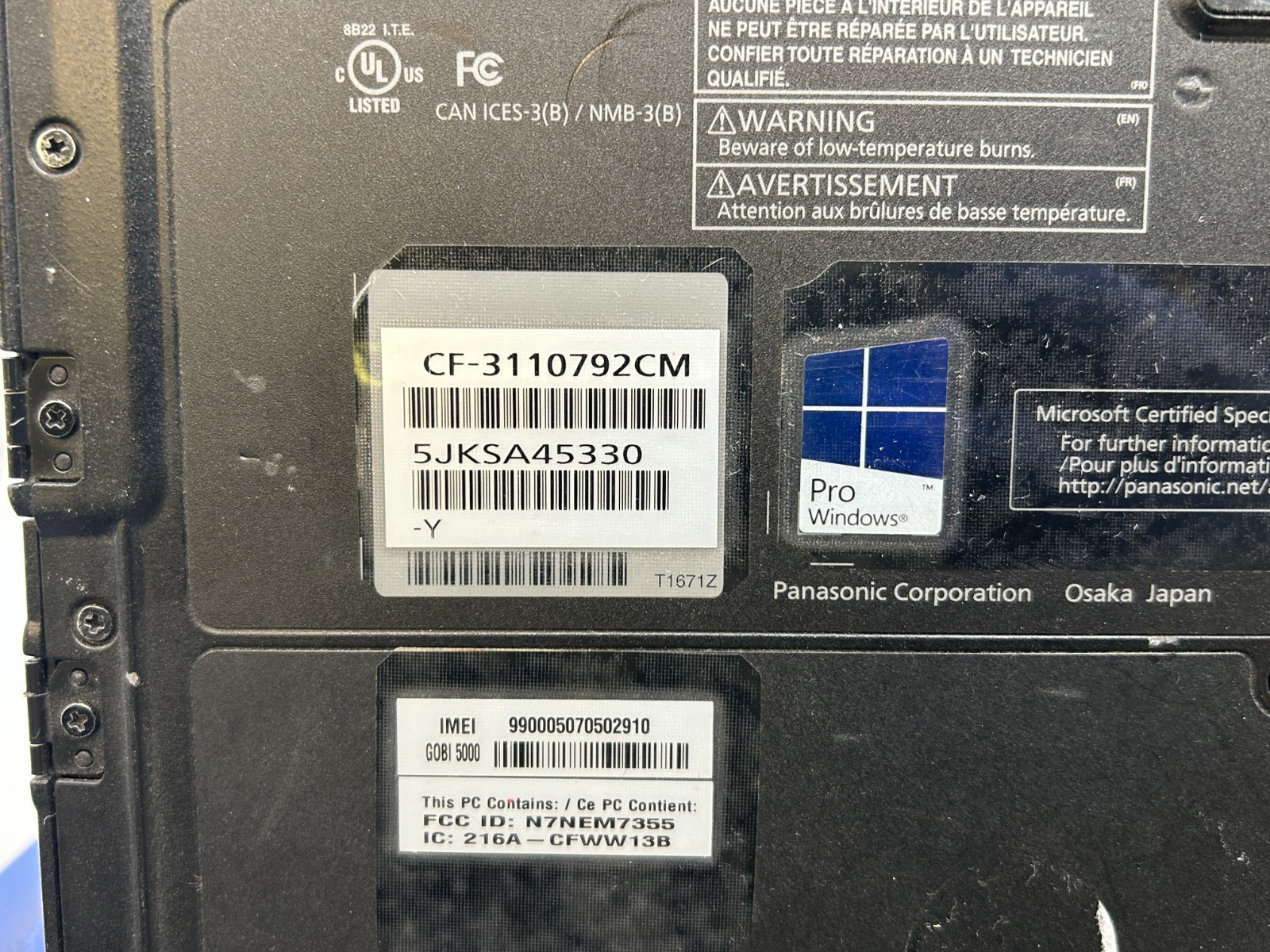 Panasonic Toughbook CF-31 MK5 Laptop i5-5300U 2.30GHz 8GB RAM 500GB HDD NO OS