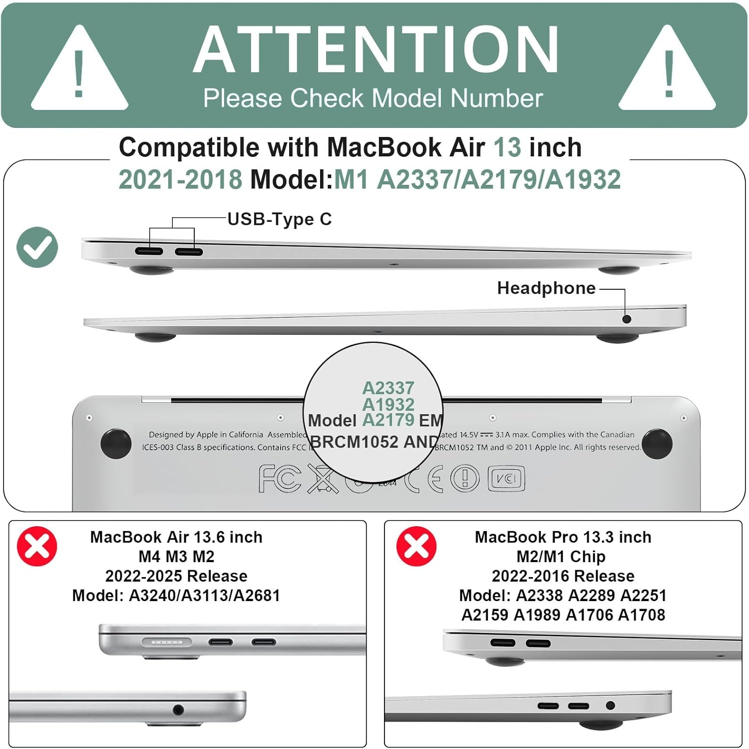 Compatible with MacBook Air 13 inch Case 2022 2021 2020 2019 2018 M1 A2337 A2179