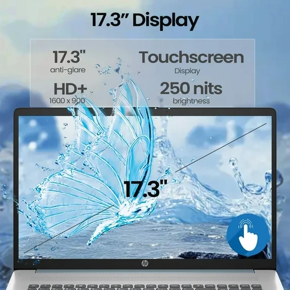 HP 17.3″ Touchscreen Laptop, AMD Ryzen 5 7430U, 32GB RAM, 1TB SSD, Backlit