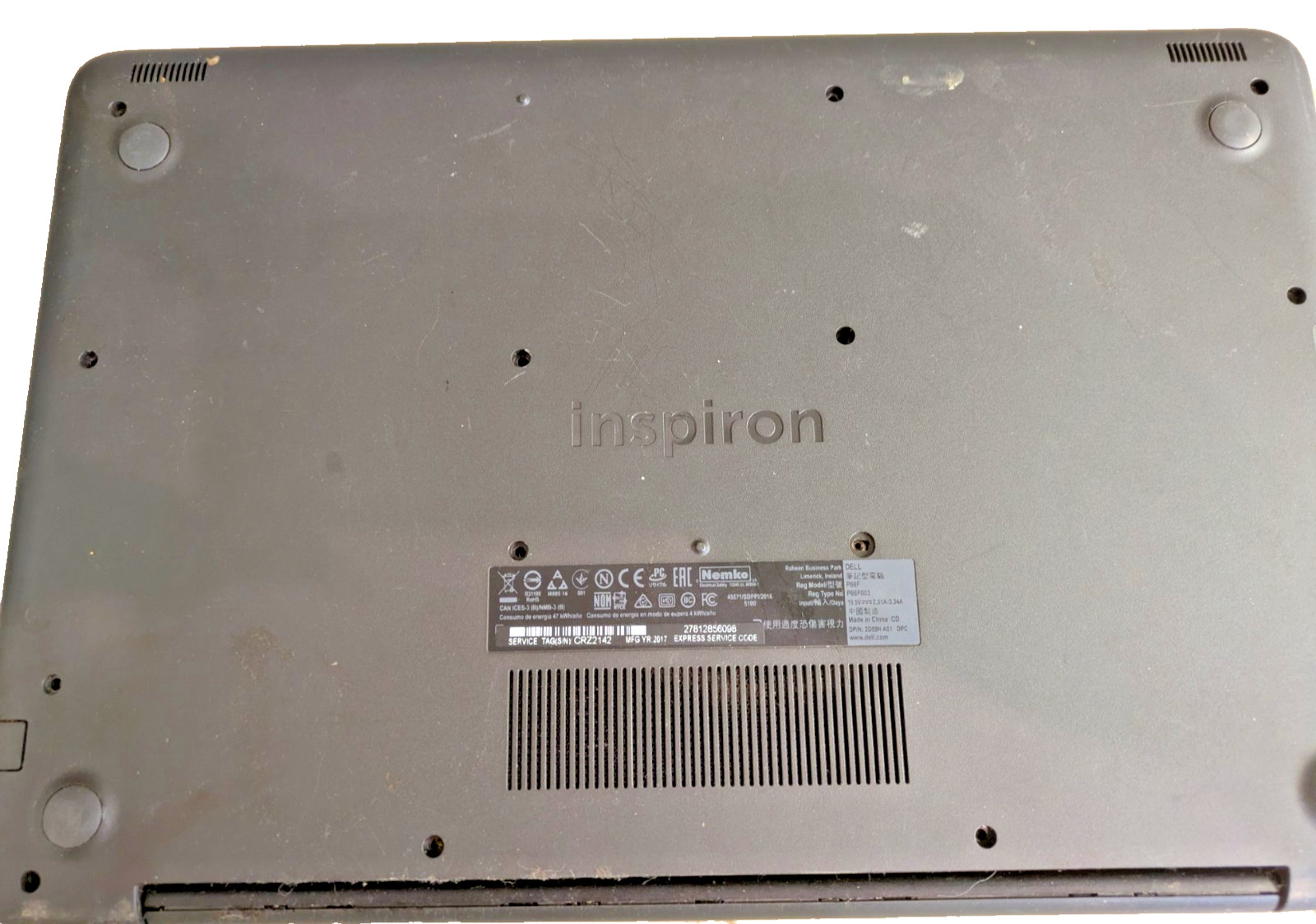 DELL INSPIRON 5565 – BOOTS TO BIOS – AMD A9 9400P-4GB RAM -No Optical, SSD