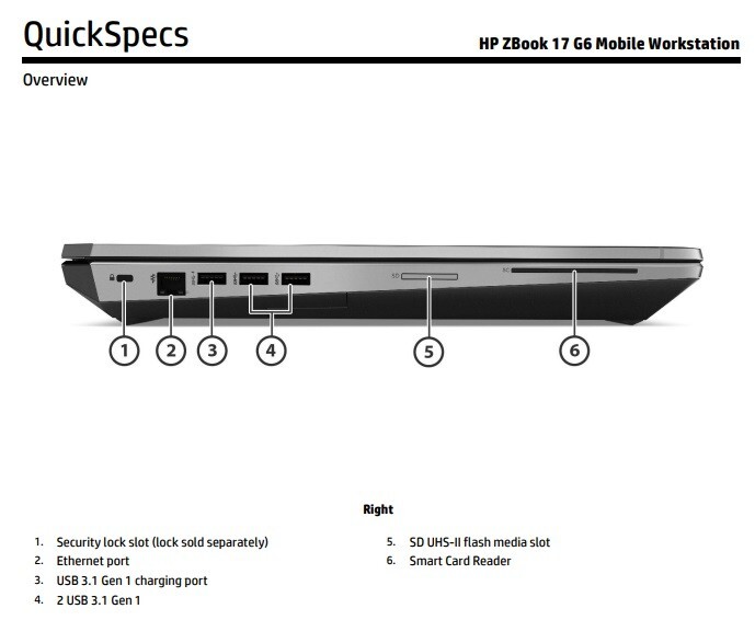 HP ZBook 17 G6 Mobile Workstation Laptop PC 17.3″ i7 8GB 256GB 4GB T1000 W11