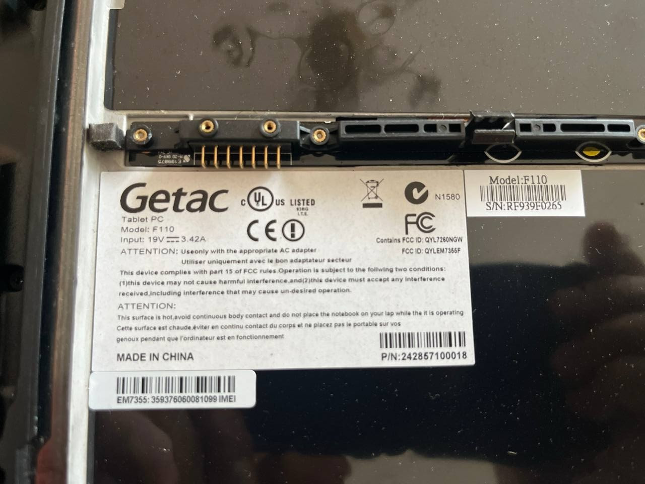 Getac F110 Rugged Tablet Computer i5-4300U 4GB 120GB WiFi WIN10