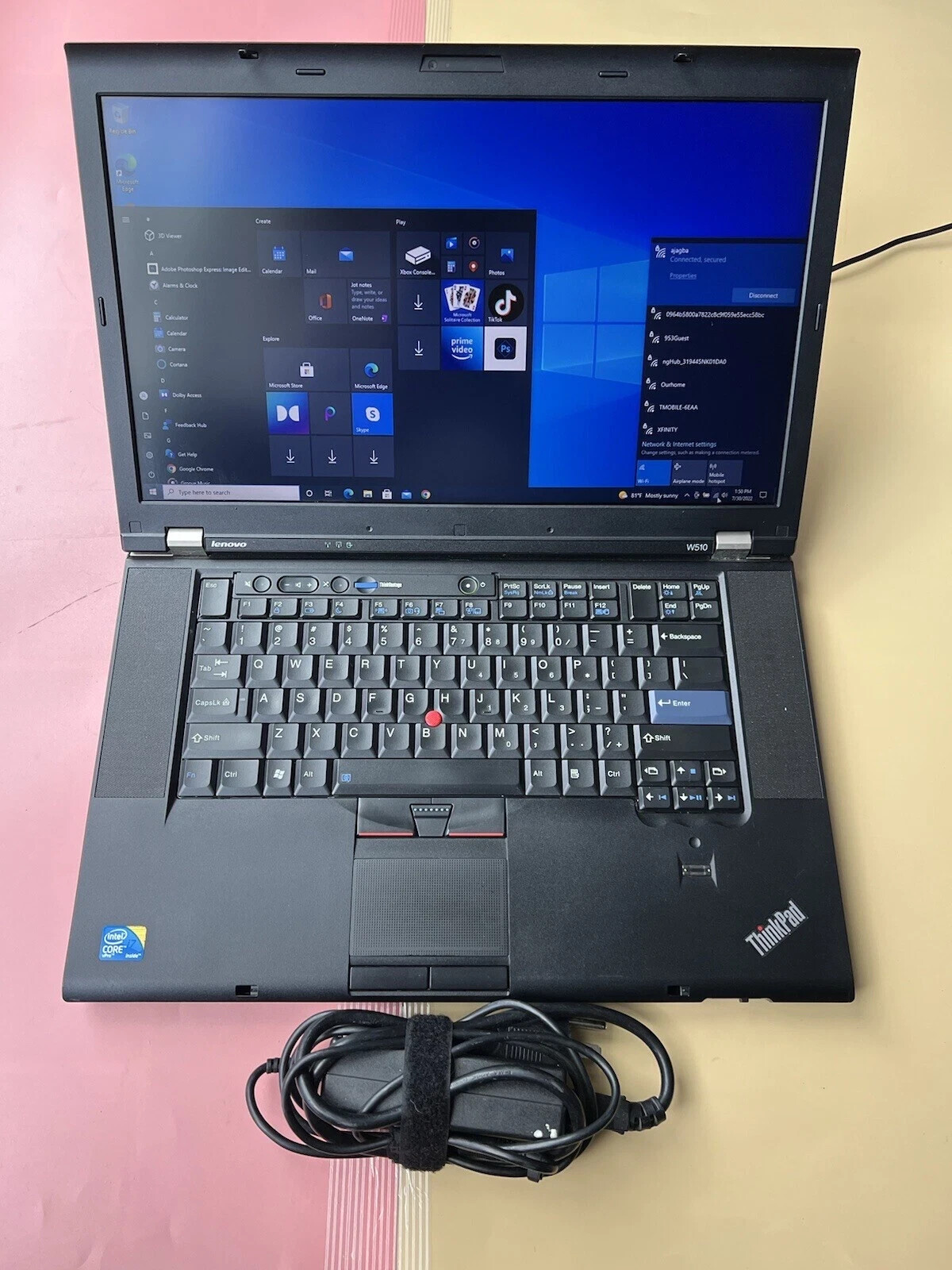 Lenovo ThinkPad W510 Core I7-Q820 @ 1.73GHz 4GB RAM 256GB SSD