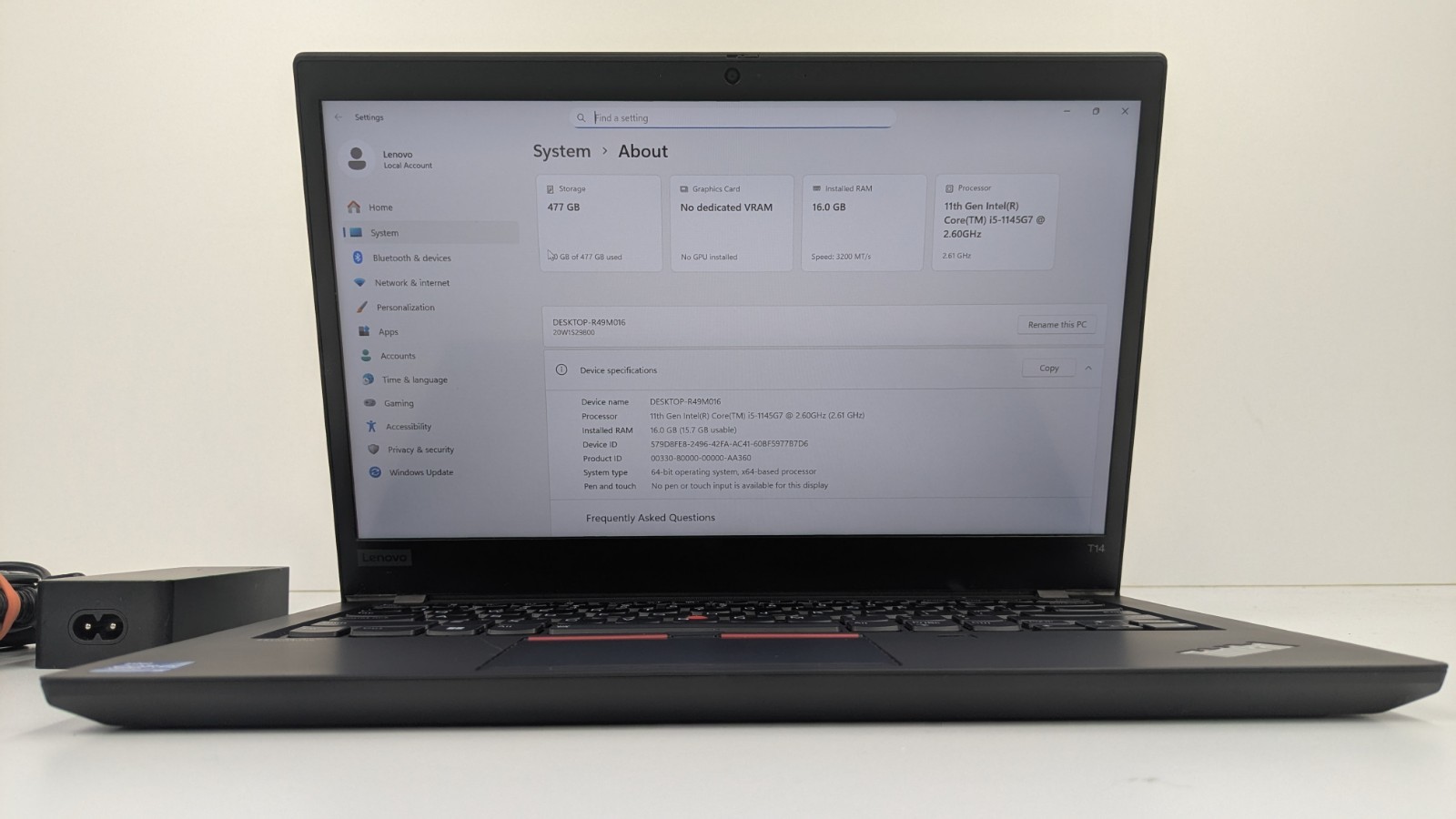 Lenovo ThinkPad T14 Gen 2 Quad Core i5 16GB 256GB SSD **One Year Warranty**
