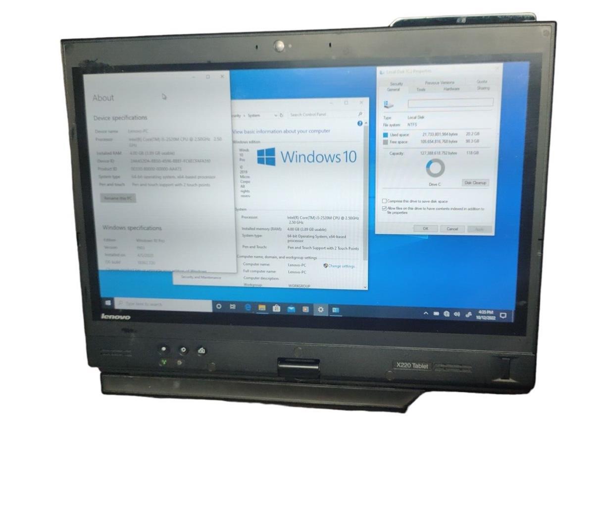 Lenovo ThinkPad X220 Tablet – 128GB SSD-8GB RAM Intel Core i5 2520M Touch Screen