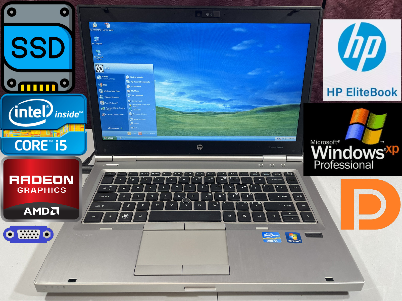 RESTORED w/ SSD HP Elitebook 8460p Windows XP Retro Classic Gaming Laptop PC
