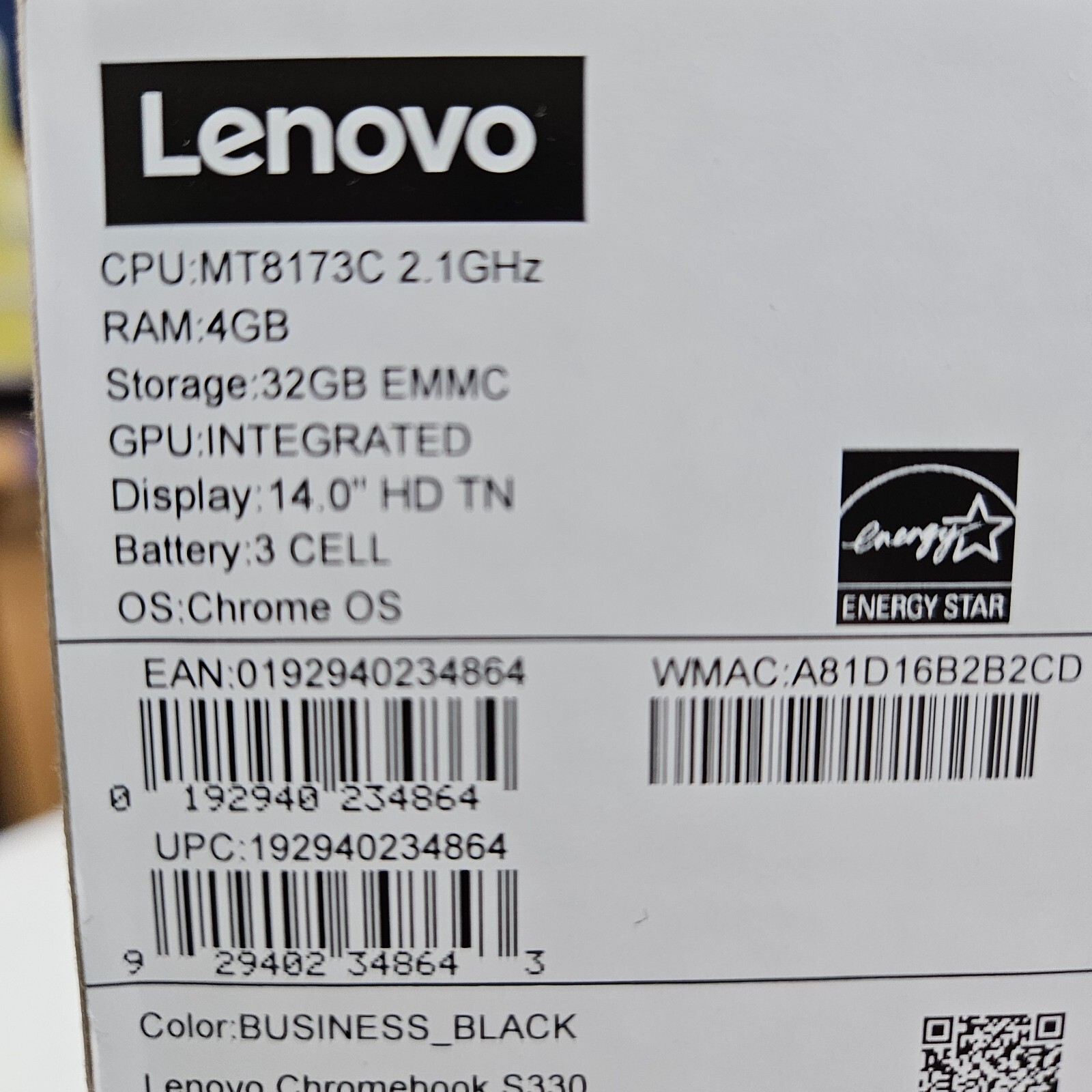 Lenovo Chromebook 14″ HD TN Display, 4GB RAM 32 CRM 81JW CHROME OS Webcam