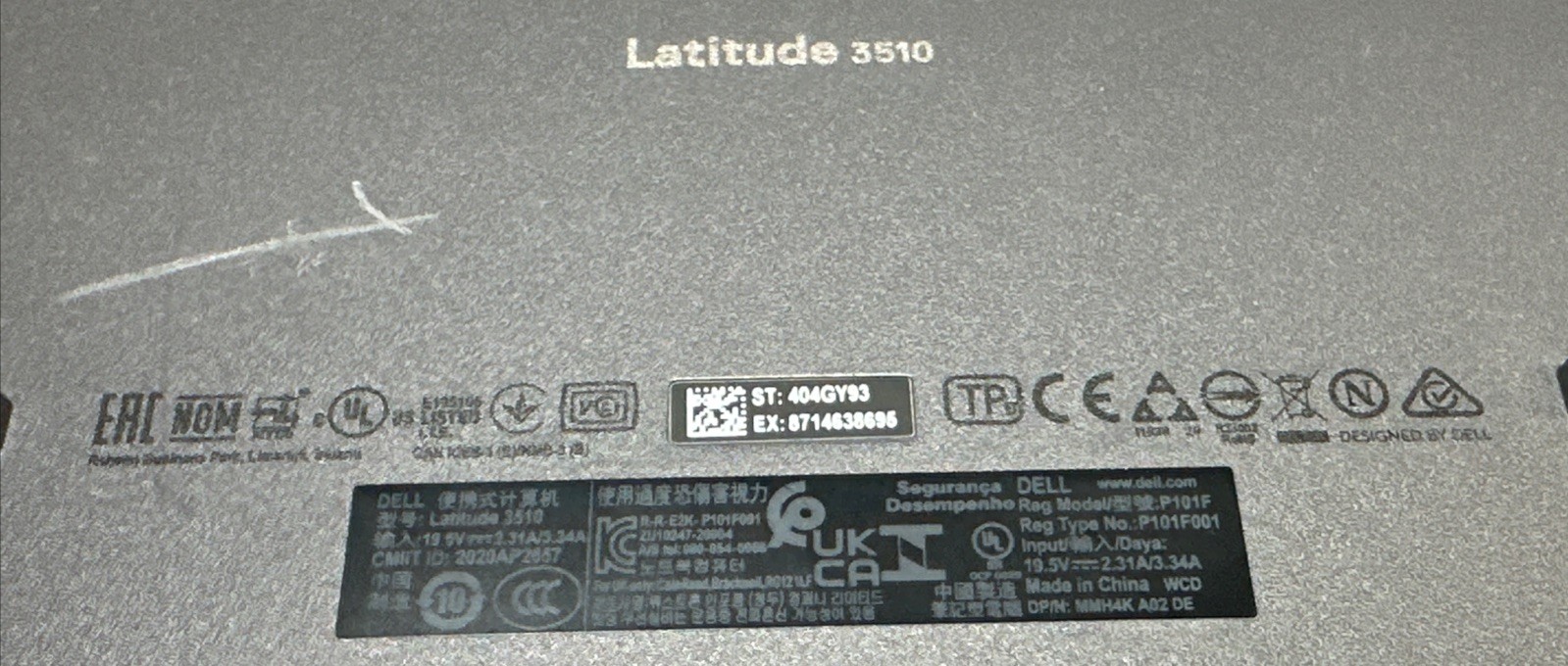 Dell Latitude 3510 Tested LCD Screen w/ Chassis & Battery -No Motherboard