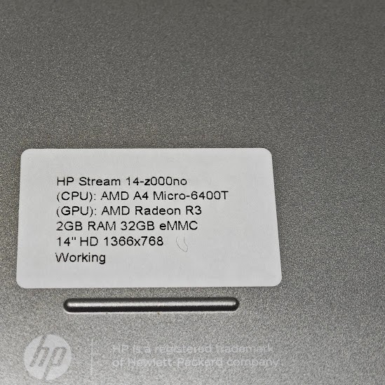 HP Stream 14-z000no Laptop – AMD A4 2GB 32GB