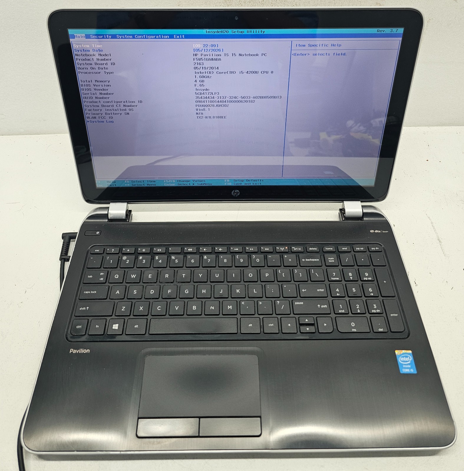 HP Pavilion TS 15-N293CL Laptop Intel Core i5-4200U 4GB Ram No HD/OS/BATT (FL)