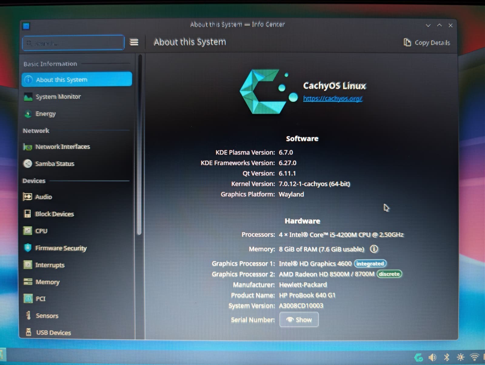 HP ProBook 640 G1 | i5 4th 8GB RAM 128GB SSD | AMD Graphics | DVD CachyOS Linux