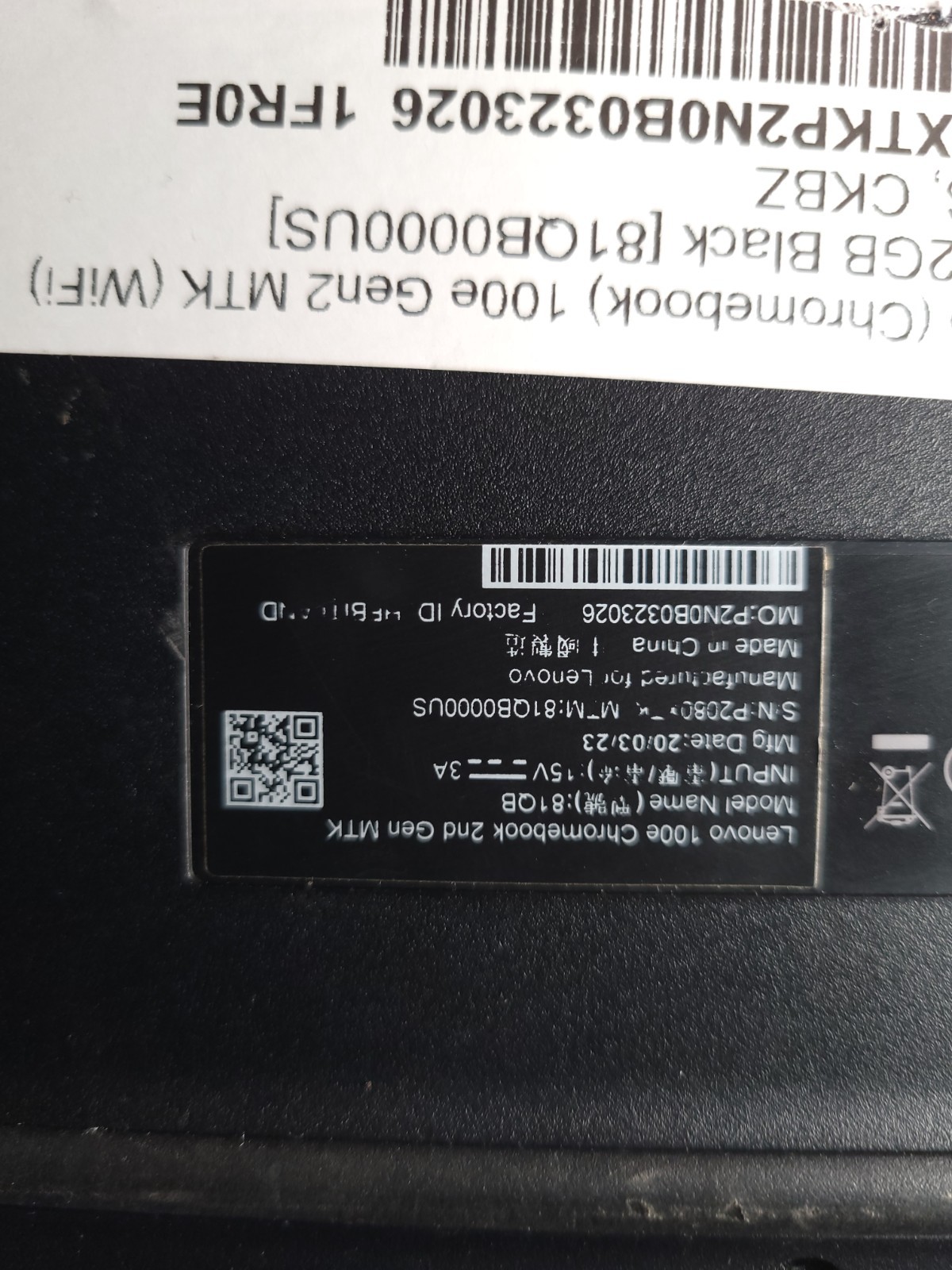 Lenovo 100e Chromebook 2nd Gen MTK 11.6″ MT8173C 4GB 32GB Chrome OS Black