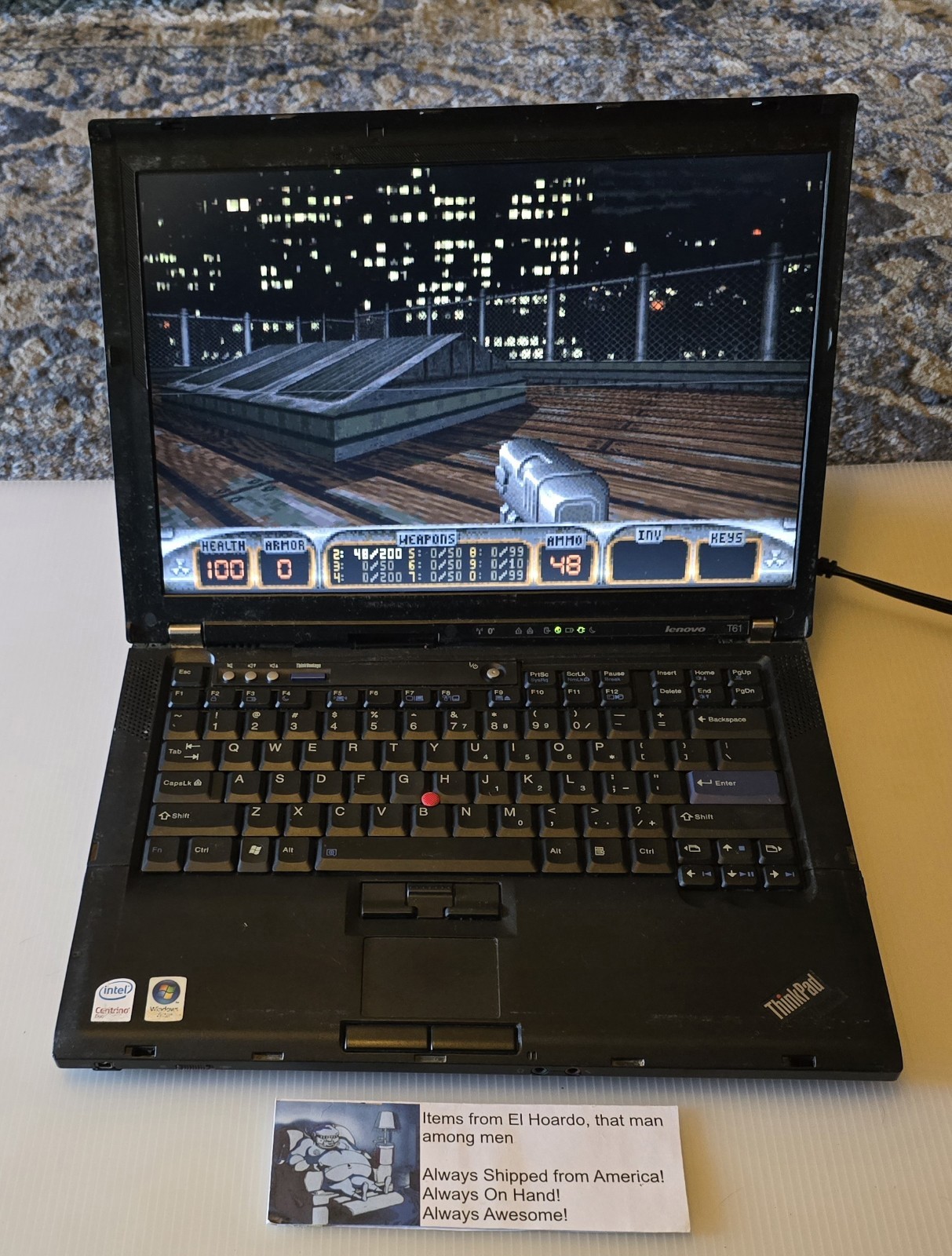Lenovo ThinkPad T61 14″ Win XP Laptop 2.0 Ghz nVidia, 1440×900 2GB Ram 40GB HDD