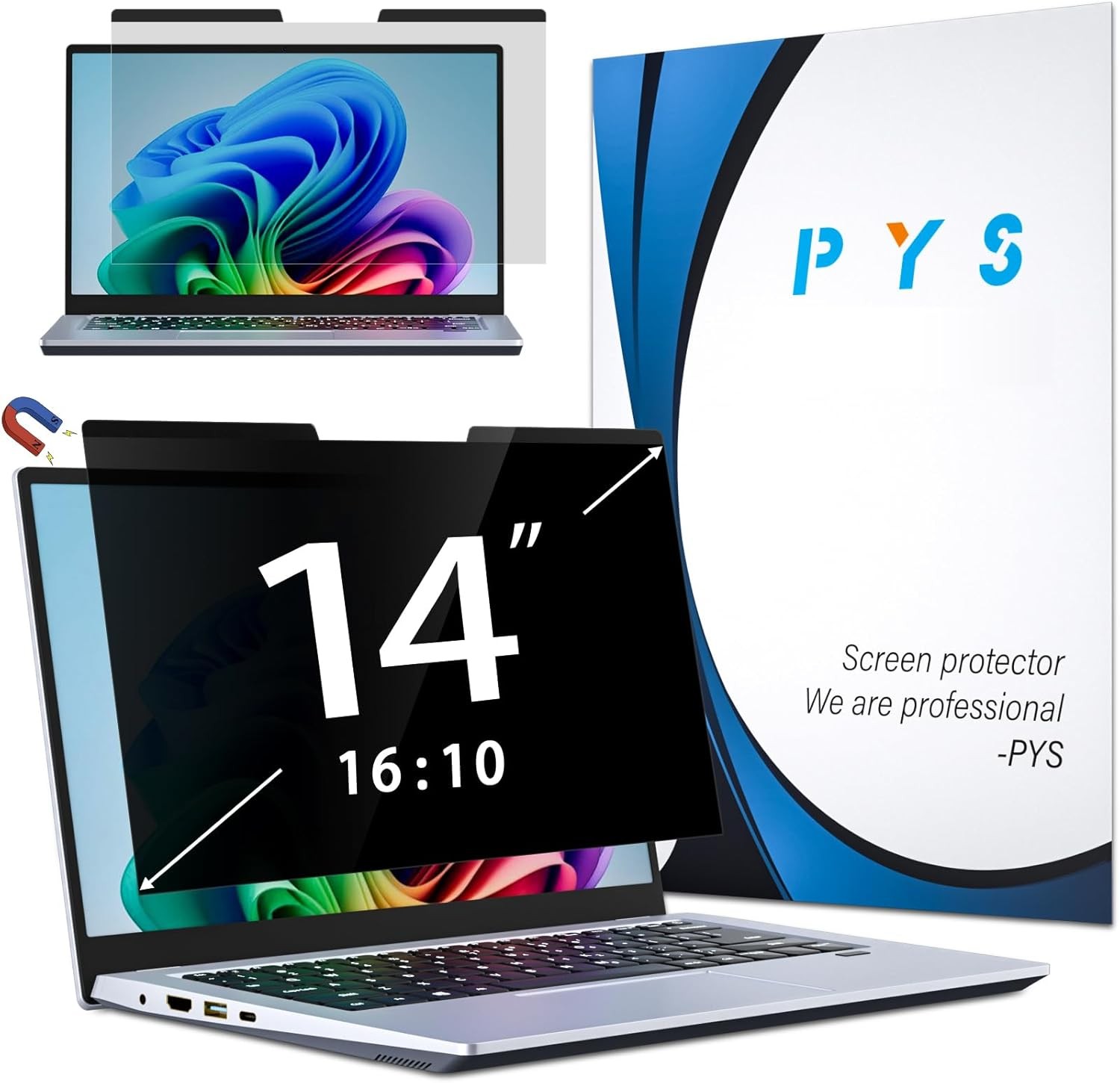 14 Inch 16:10 Magnetic Privacy Shield, Anti-Glare Filter for Lenovo, HP, Dell