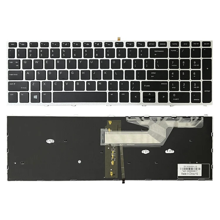 Silver Frame US Version Laptop Backlight Keyboard, For HP ProBook 650 G4