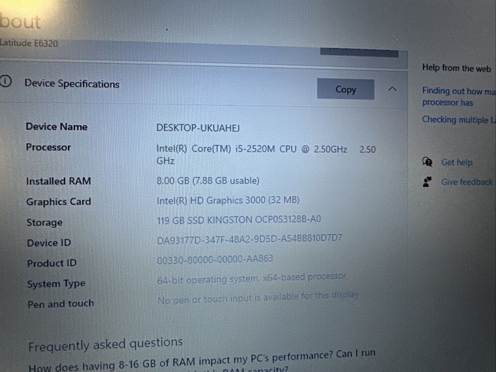 Dell Latitude E6320 13″ Laptop Intel Core i5 8gb 128GB SSD Windows 10 Pro!