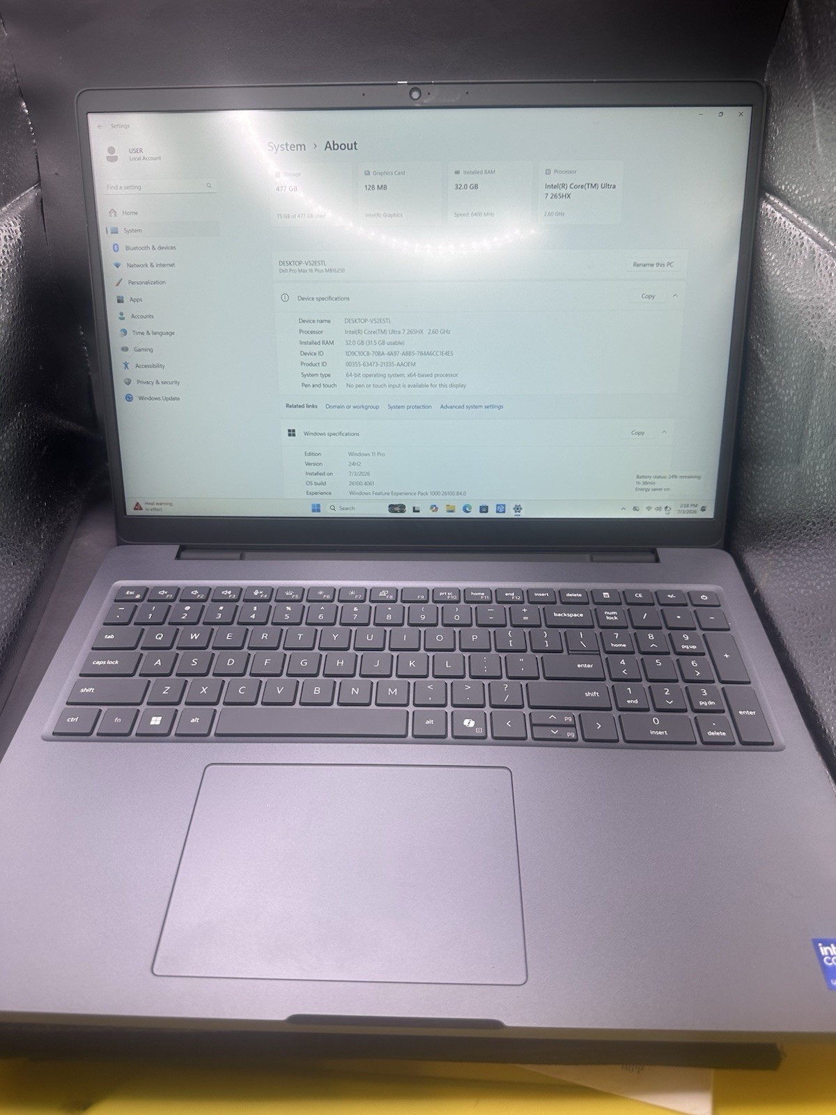 Dell Pro Max 16 Plus MB16250 FHD+ 2.7 GHz Ultra 7 265HX 16GB 512gb SSD