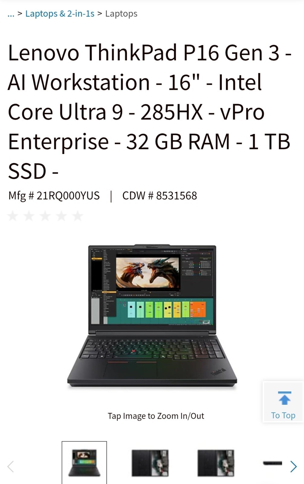 Lenovo ThinkPad P16 Gen 3 16″ Ultra 9 285HX 32GB 1TB SSD RTX PRO 2000 Blackwell