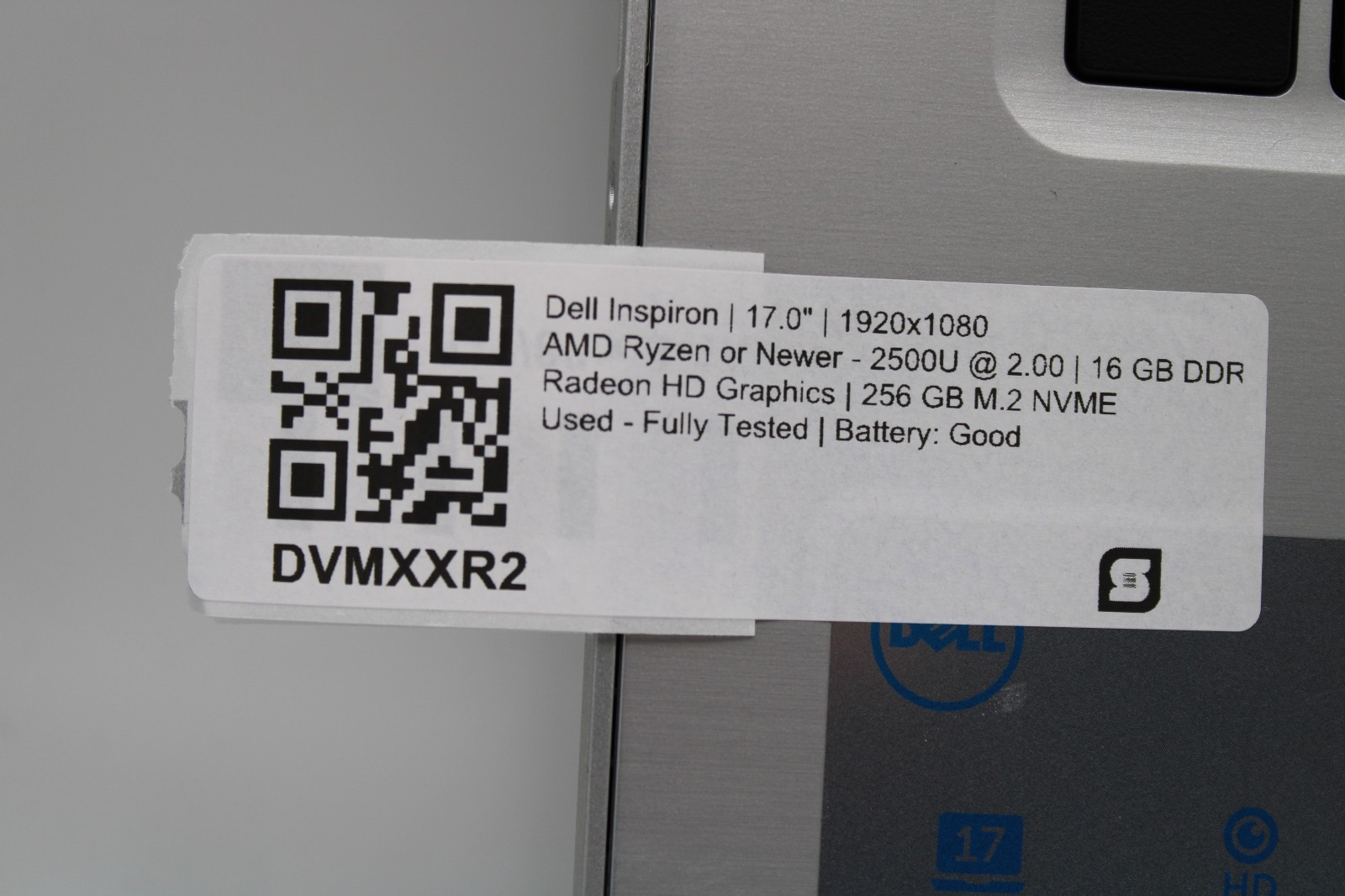 Dell Inspiron 5775 _ Ryzen 5-2500U _ 16GB RAM _ 256GB SSD _ No OS _ w/ AC